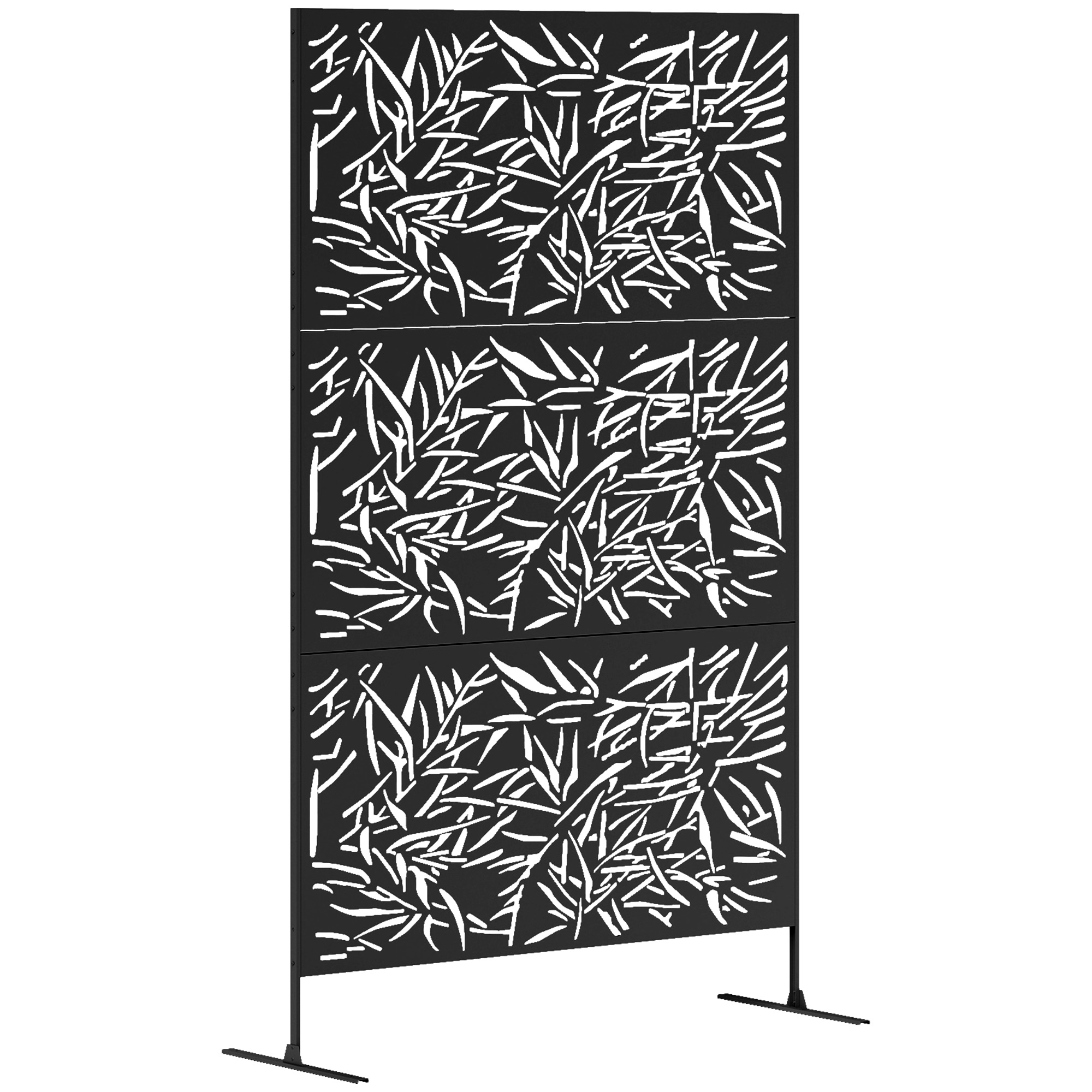 SUNVISTA 6.5FT Garden Privacy Screen, Freestanding Metal Divider, Bamboo Design, Black - Life Essentials