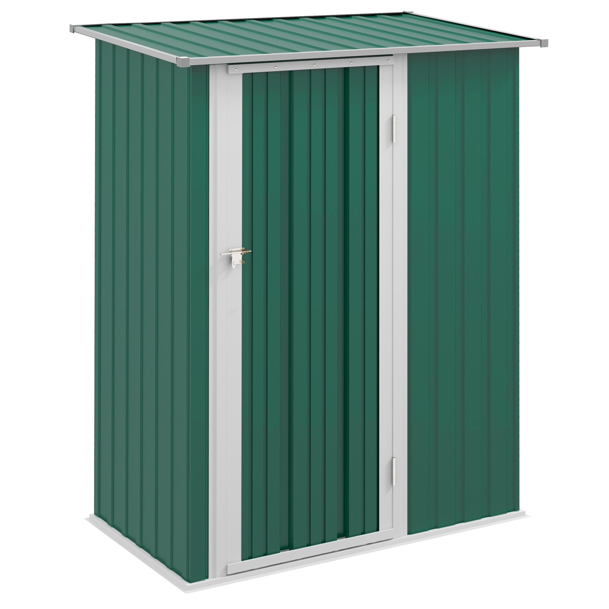 4.7ft x 2.8ft Garden Shed Steel Storage Shed Outdoor Equipment Tool Sloped Roof Door w/ Latch Weather-Resistant Paint Green - Life Essentials