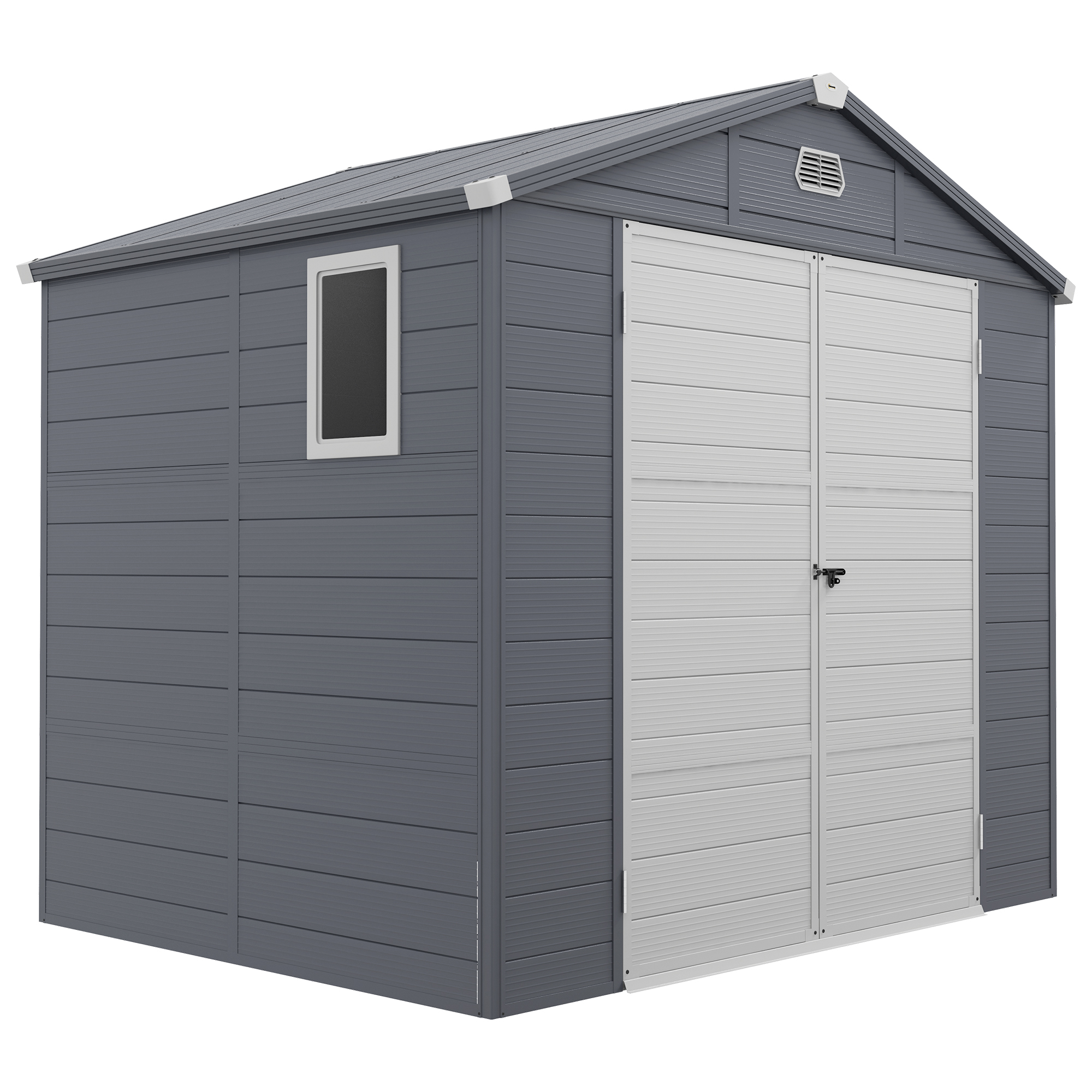 Jones 8 x 6ft Garden Shed with Foundation Kit - Grey - Life Essentials