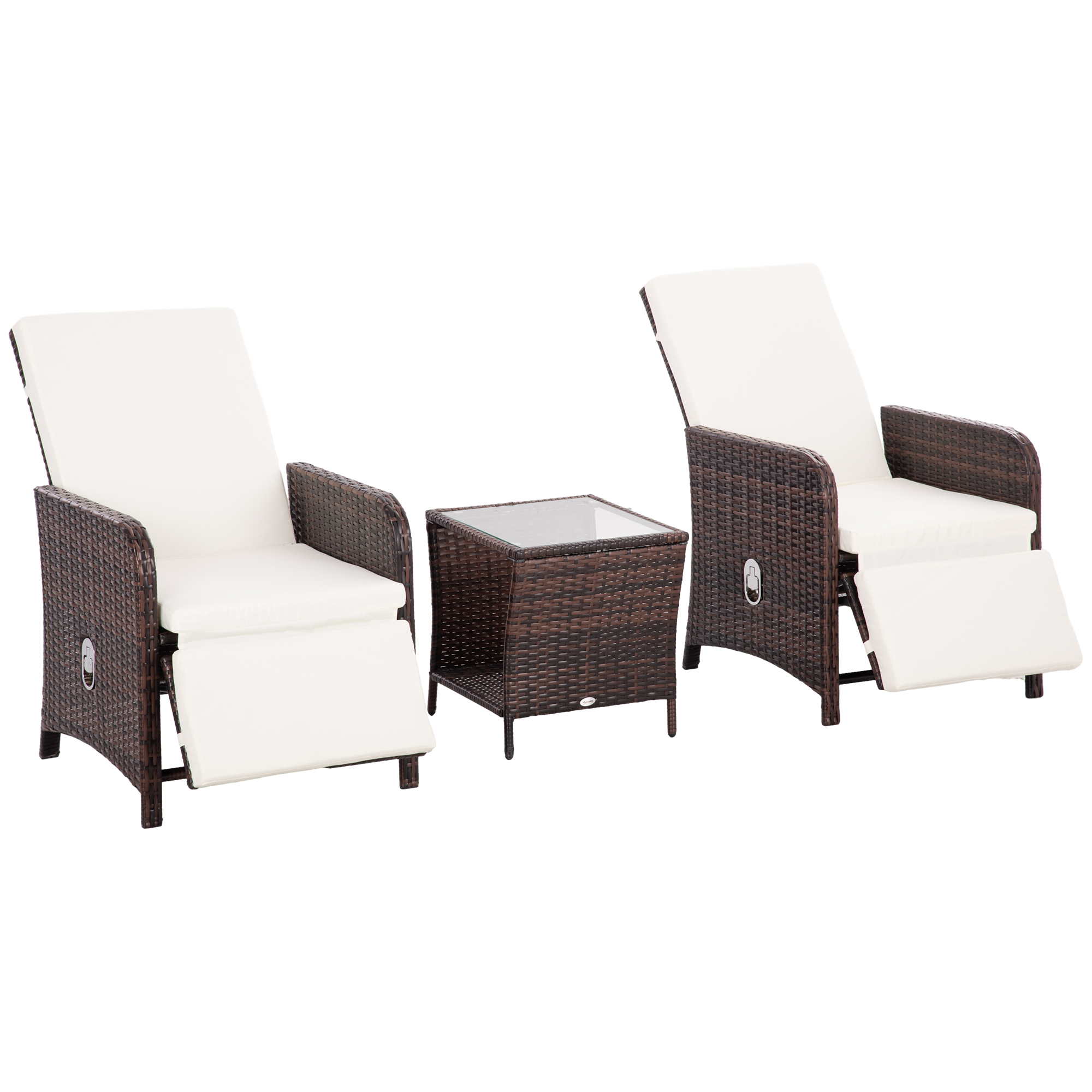 3 Pieces Rattan Bistro Set Balcony Furniture with Cushions, Storage Function - Mixed-Brown - Life Essentials