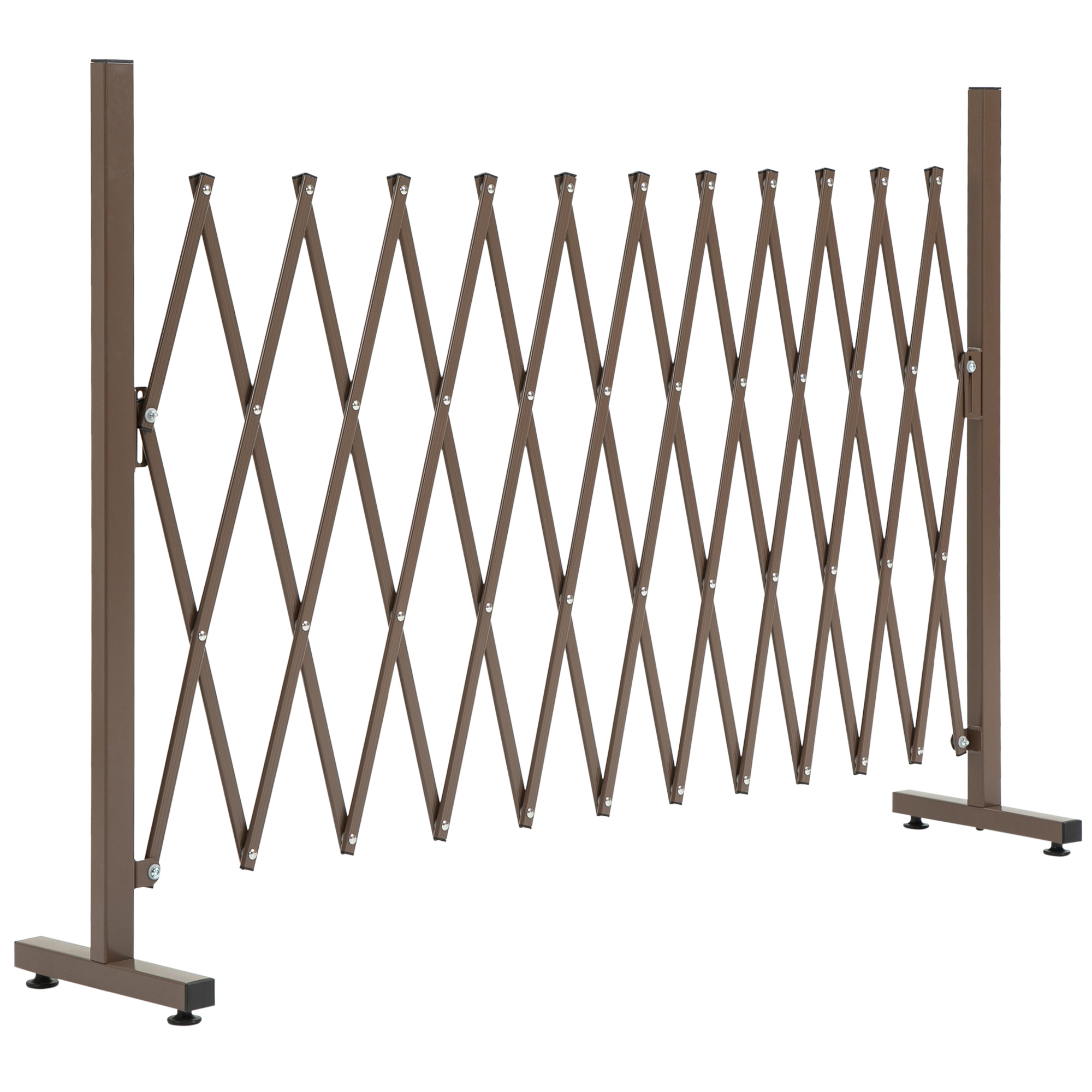 Expanding Trellis Fence Freestanding Movable Fence Foldable Garden Screen Panel Aluminum, 300cm x 103.5 cm, Dark Brown - Life Essentials