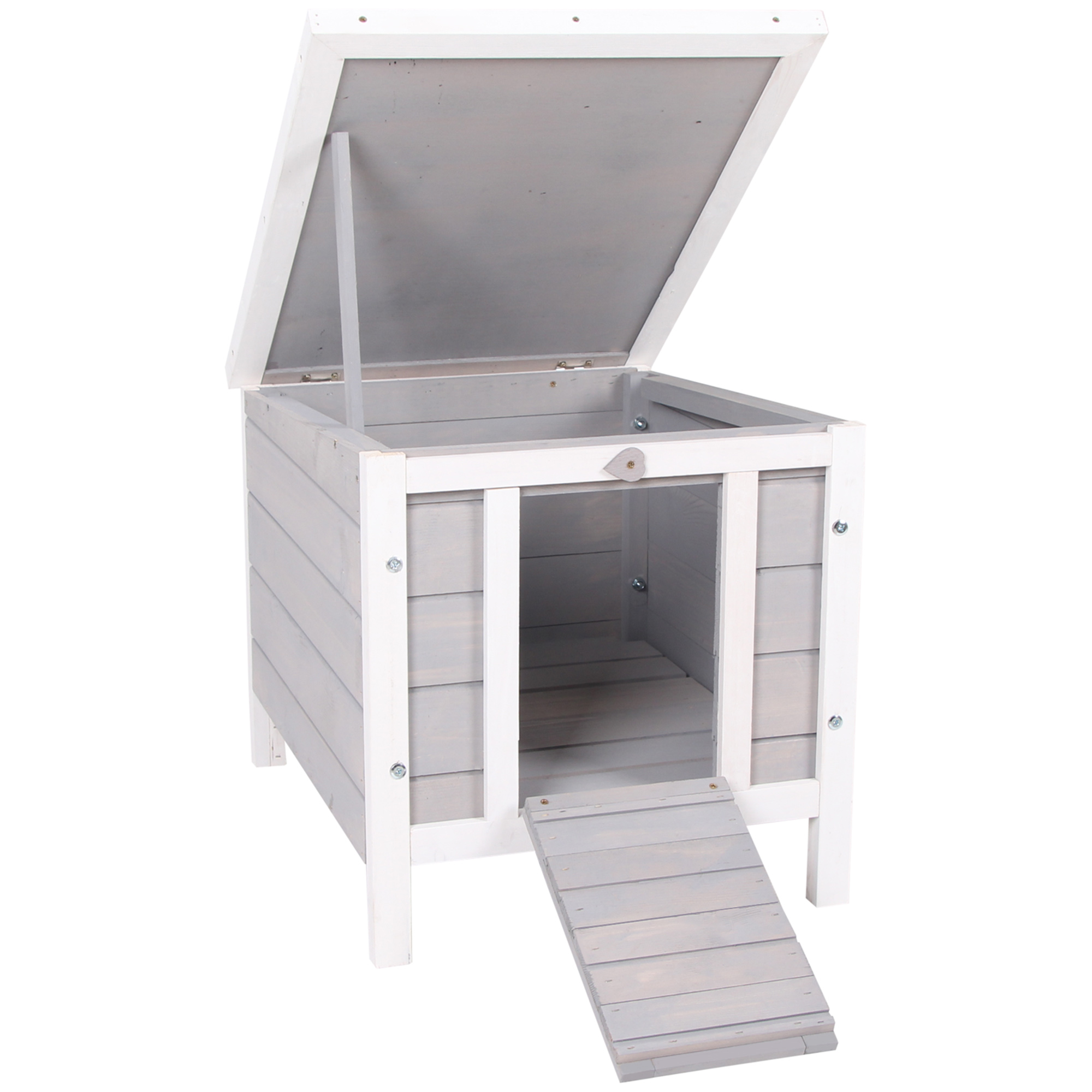 Wooden Rabbit Hutch Bunny Puppy Cage Guinea Pig Hutch, Rabbit Hideaway, Cat House, Pet Habitat Small Animals Ferret 51 x 42 x 43 cm, Grey - Life 