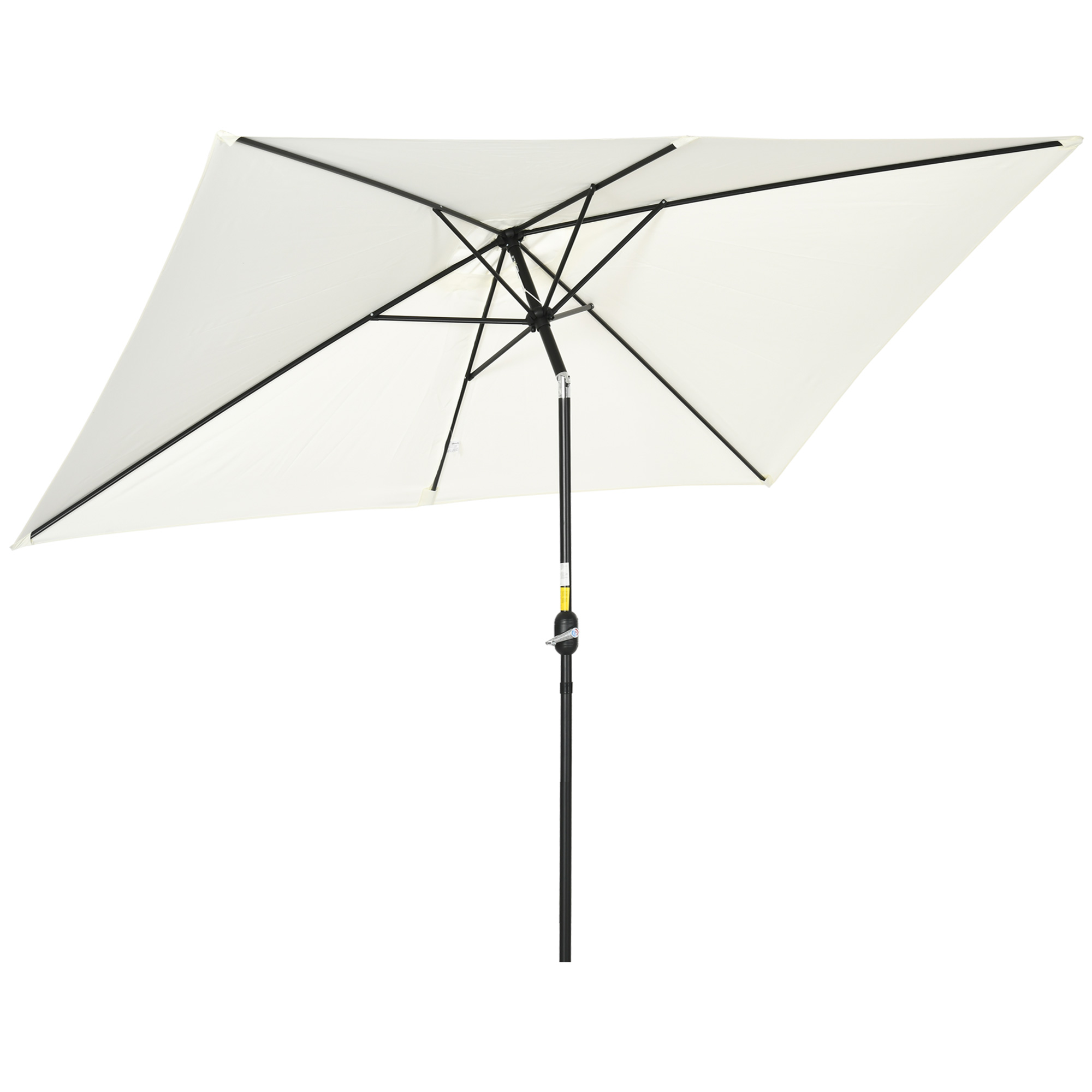 3x2m Patio Parasol Garden Umbrellas Canopy with Aluminum Tilt Crank Rectangular Sun Shade Steel, Cream White - Life Essentials