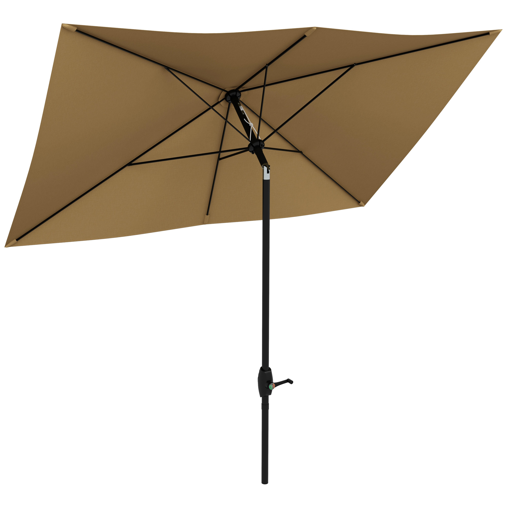 Jones Rectangular Garden Parasol with Crank and Tilt - Grey - Life Essentials
