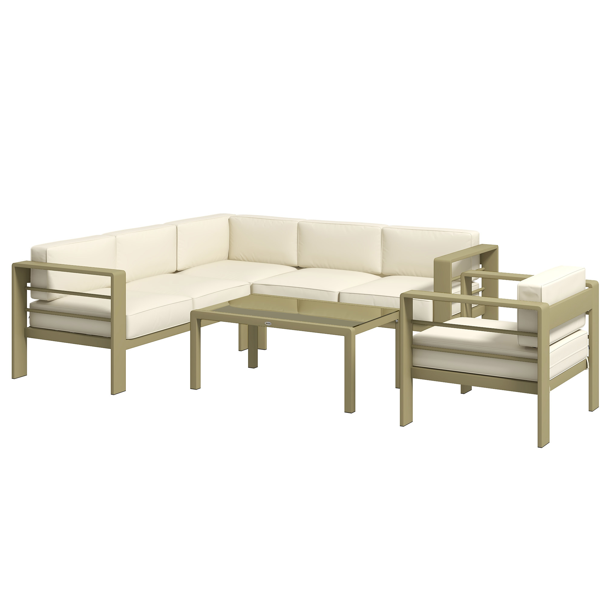 Jones 5-Piece Garden Sofa Set with Glass Top Table - Gold Tone - Life Essentials