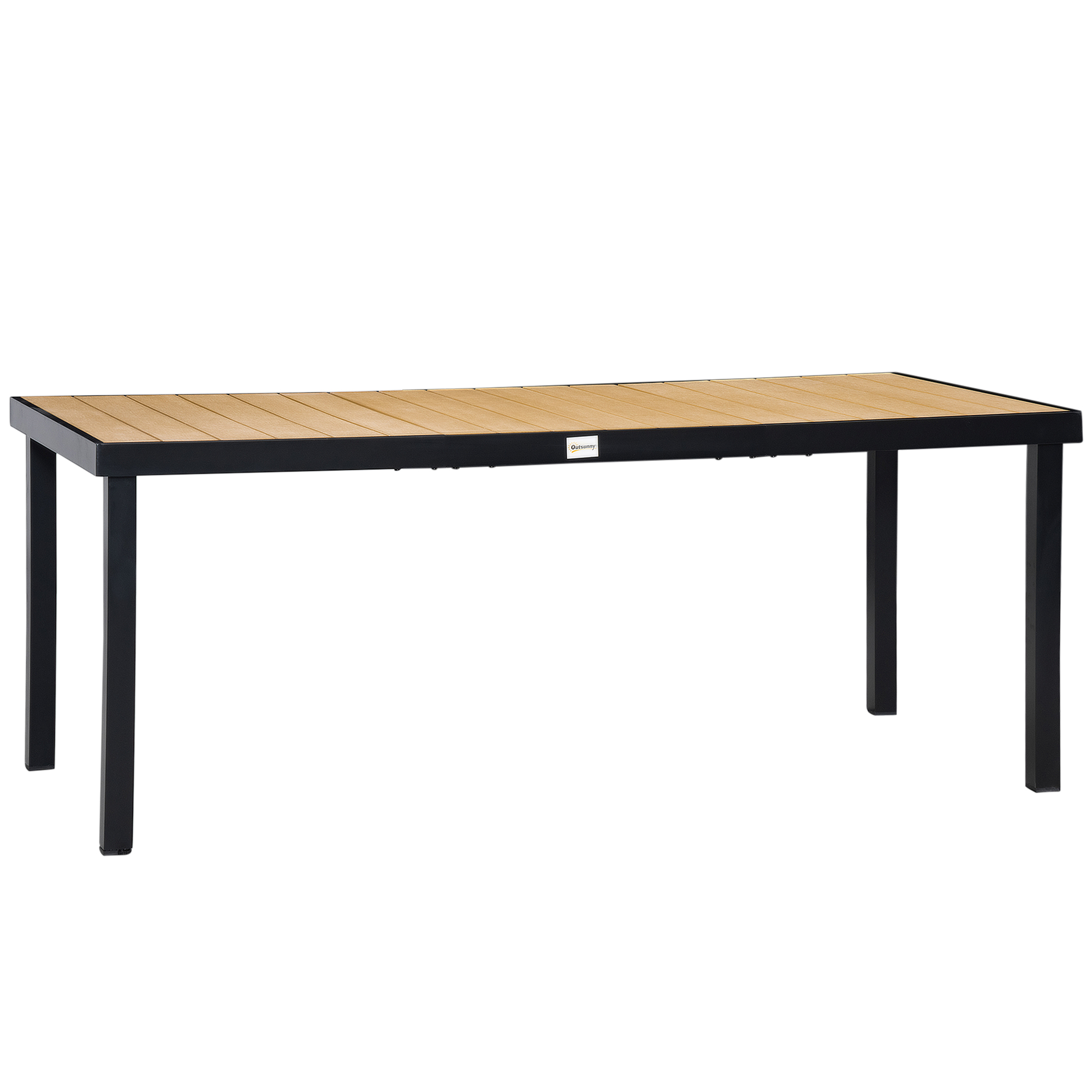 SUNVISTA Aluminium Outdoor Garden Dining Table for 8 People, Faux Wood Top, for Garden, Patio, 190 x 90 x 74 cm, Natural - Life Essentials