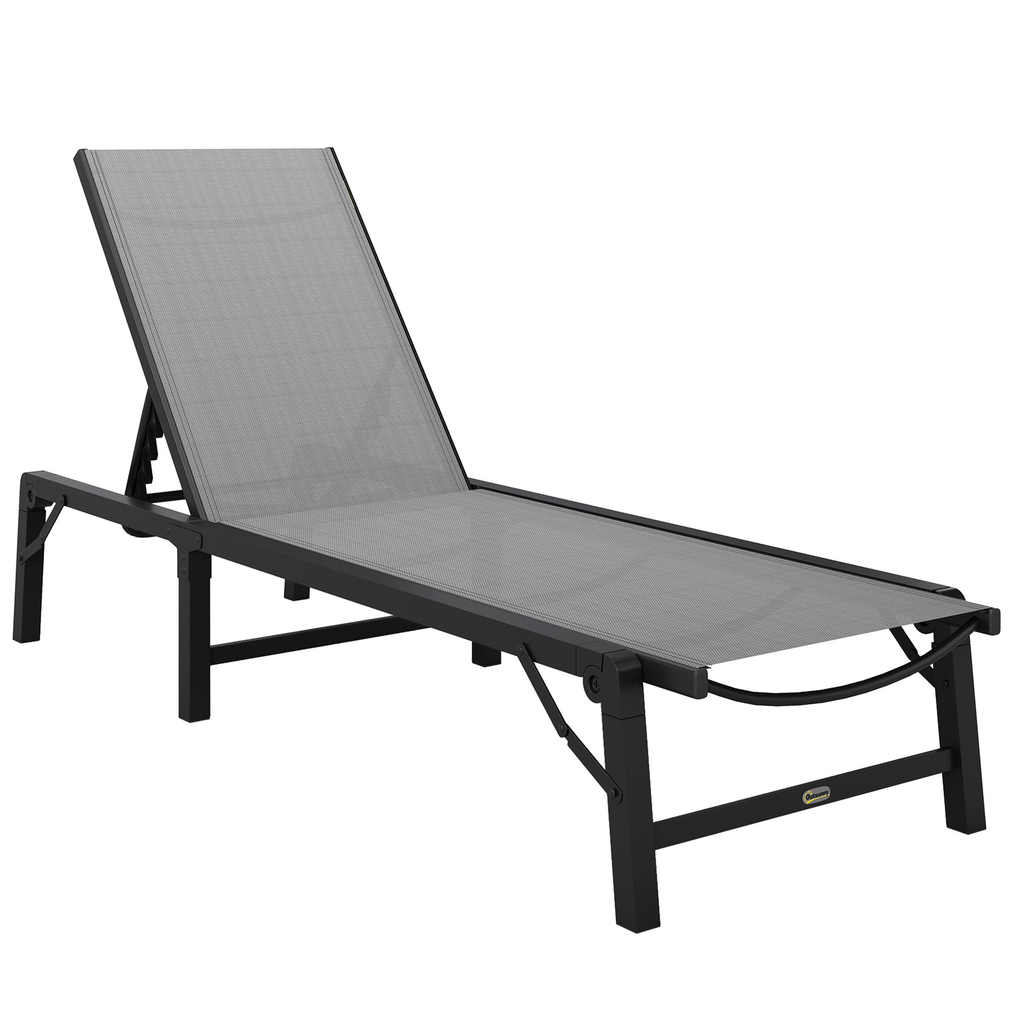 SUNVISTA Folding Sun Lounger, 5-Position Adjustable Chaise Recliner, Light Grey - Life Essentials