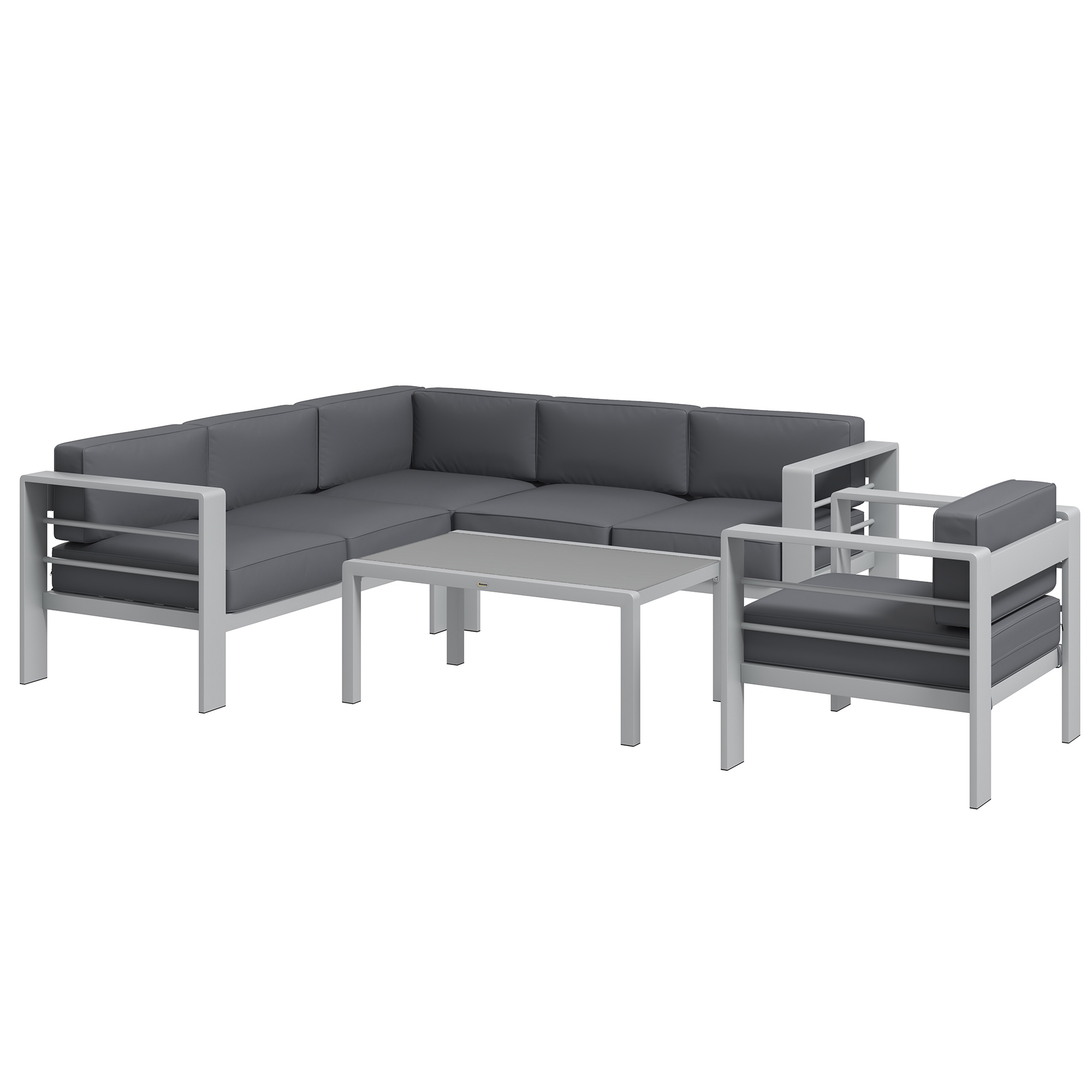 Jones Five-Piece Aluminium Garden Sofa Set - Grey - Life Essentials