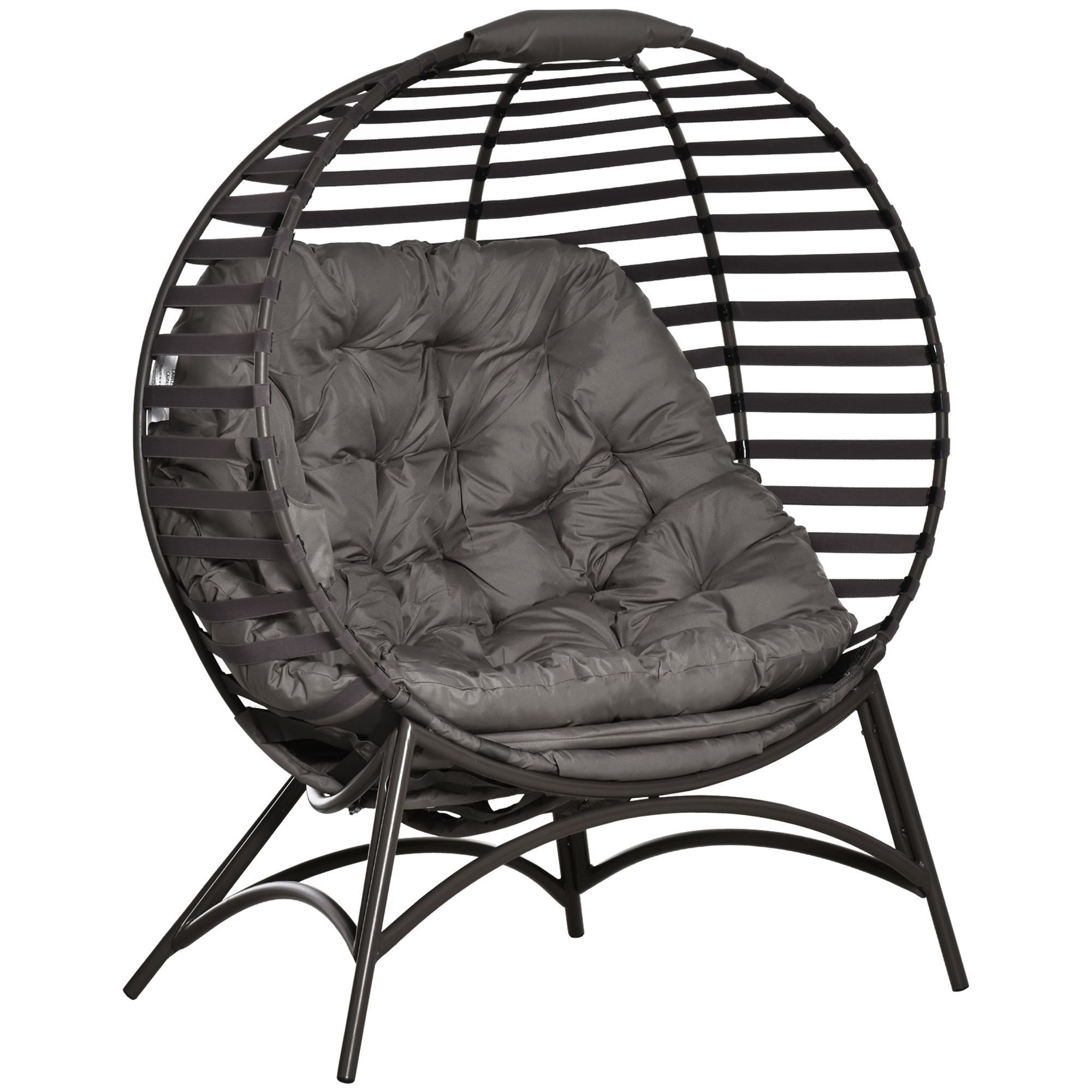 2 Seater Egg Chair with Soft Cushion, Steel Frame and Side Pocket, Garden Patio Basket Chair for Indoor, Outdoor, Brown - Life Essentials