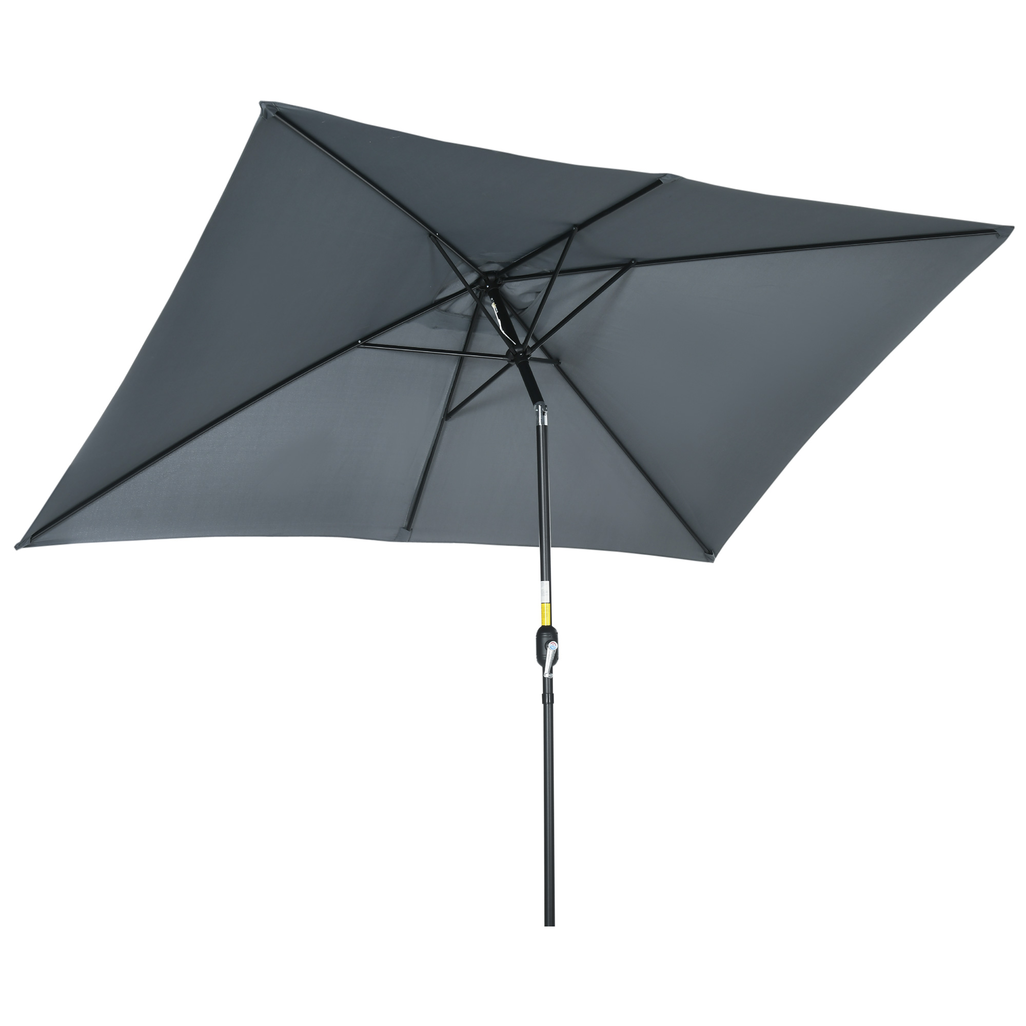 3x2m Patio Parasol Garden Umbrellas Canopy with Aluminum Tilt Crank Rectangular Sun Shade Steel, Dark Grey - Life Essentials