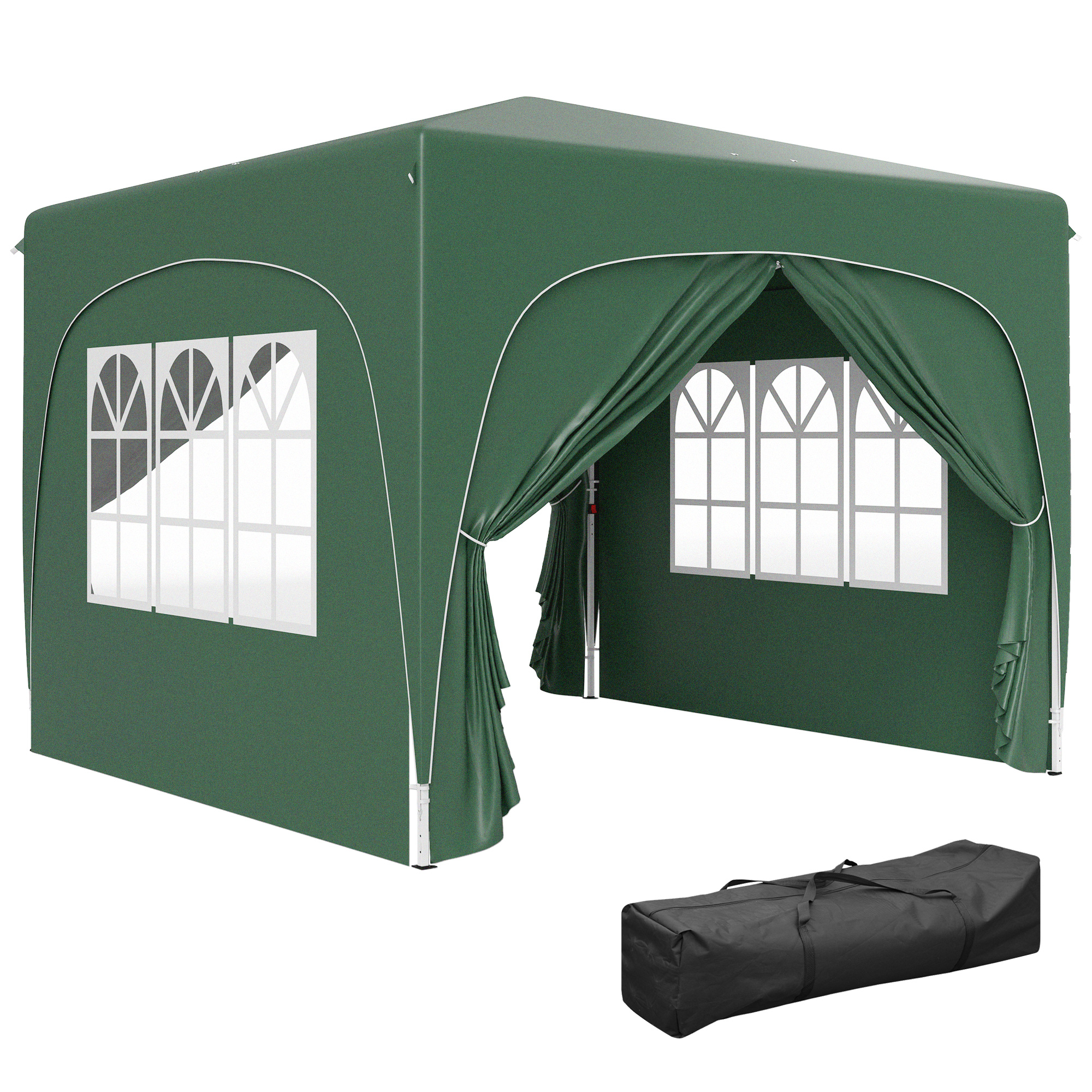 SUNVISTA 3 x 3m Pop-Up Gazebo Shelter, with Accessories - Dark Green - Life Essentials