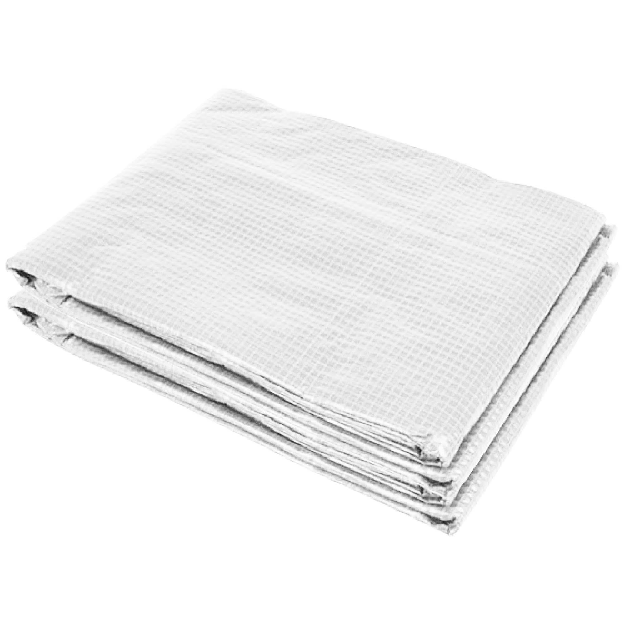 3 x 2 x 2m Greenhouse Replacement Walk-in PE Hot House Cover with 6 Windows Roll-Up and Zipper Door, White - Life Essentials