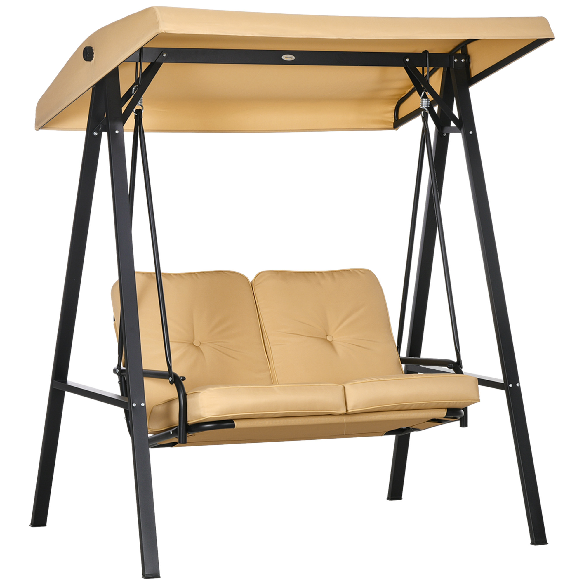 Jones Two-Seater Garden Swing Bench with Adjustable Canopy - Beige - Life Essentials