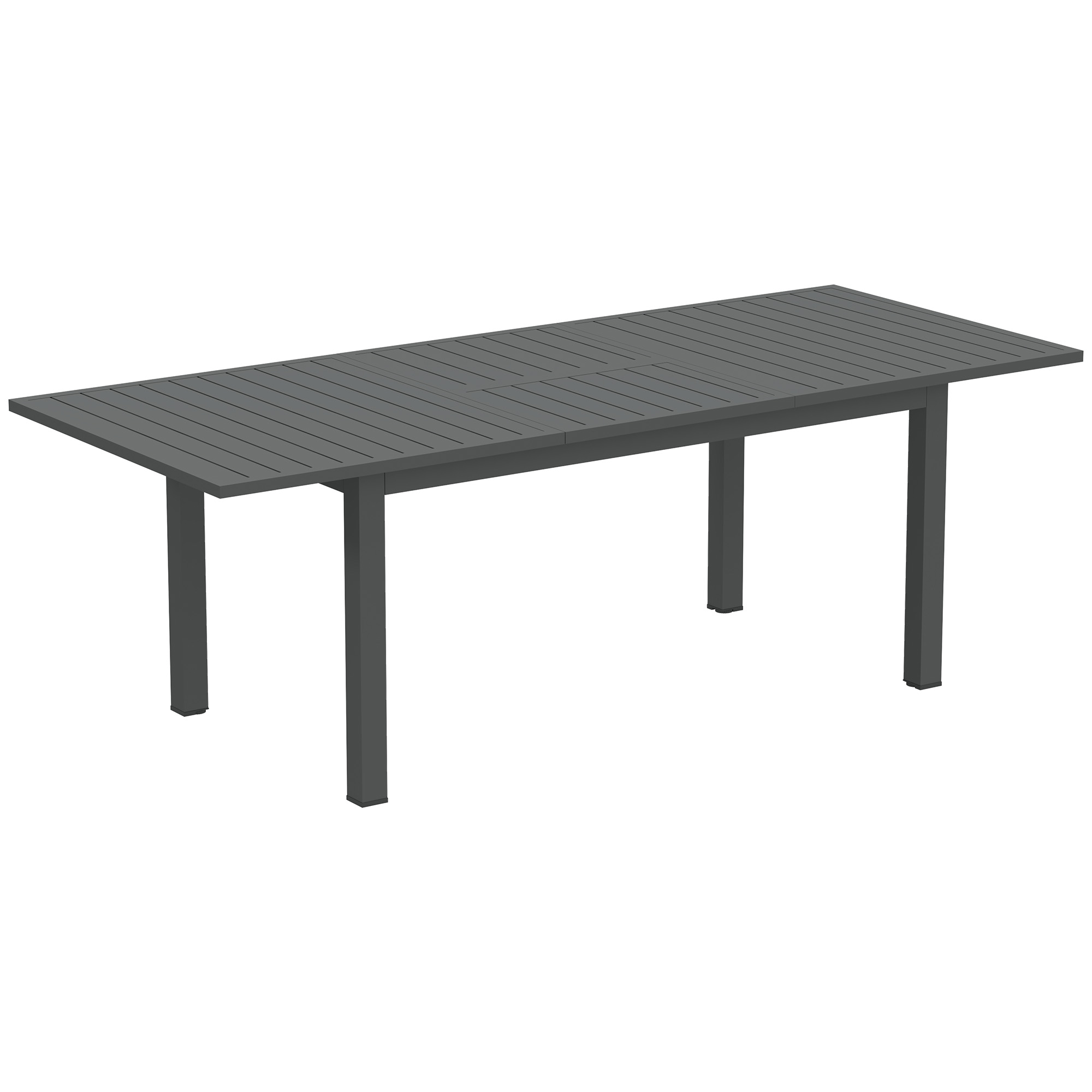 SUNVISTA Aluminium Extending Garden Table with Slatted Top for 6-8 Person, 160/220 x 90 x 73 cm, Grey - Life Essentials