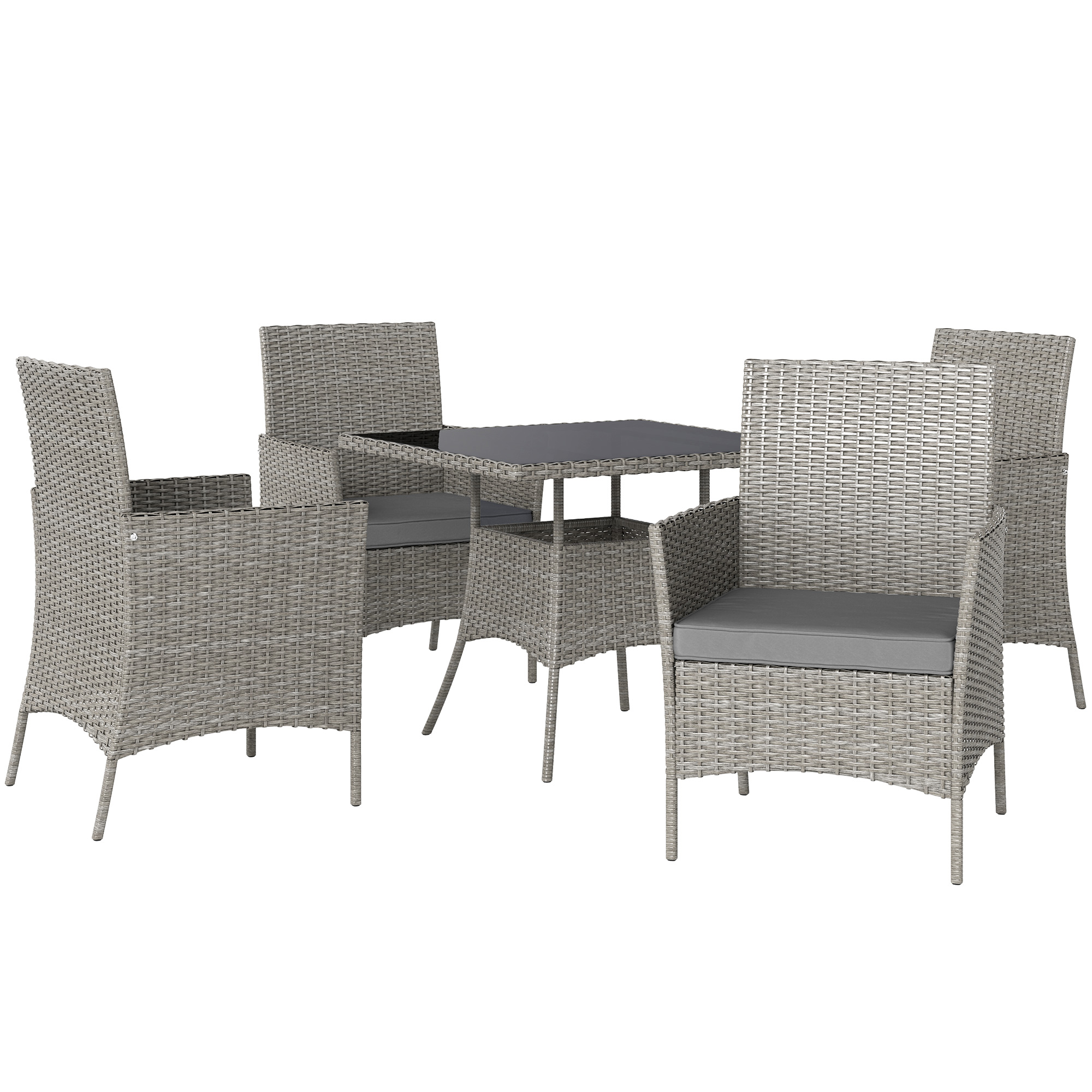 SUNVISTA Five-Pieces Rattan Dining Set - Light Grey - Life Essentials