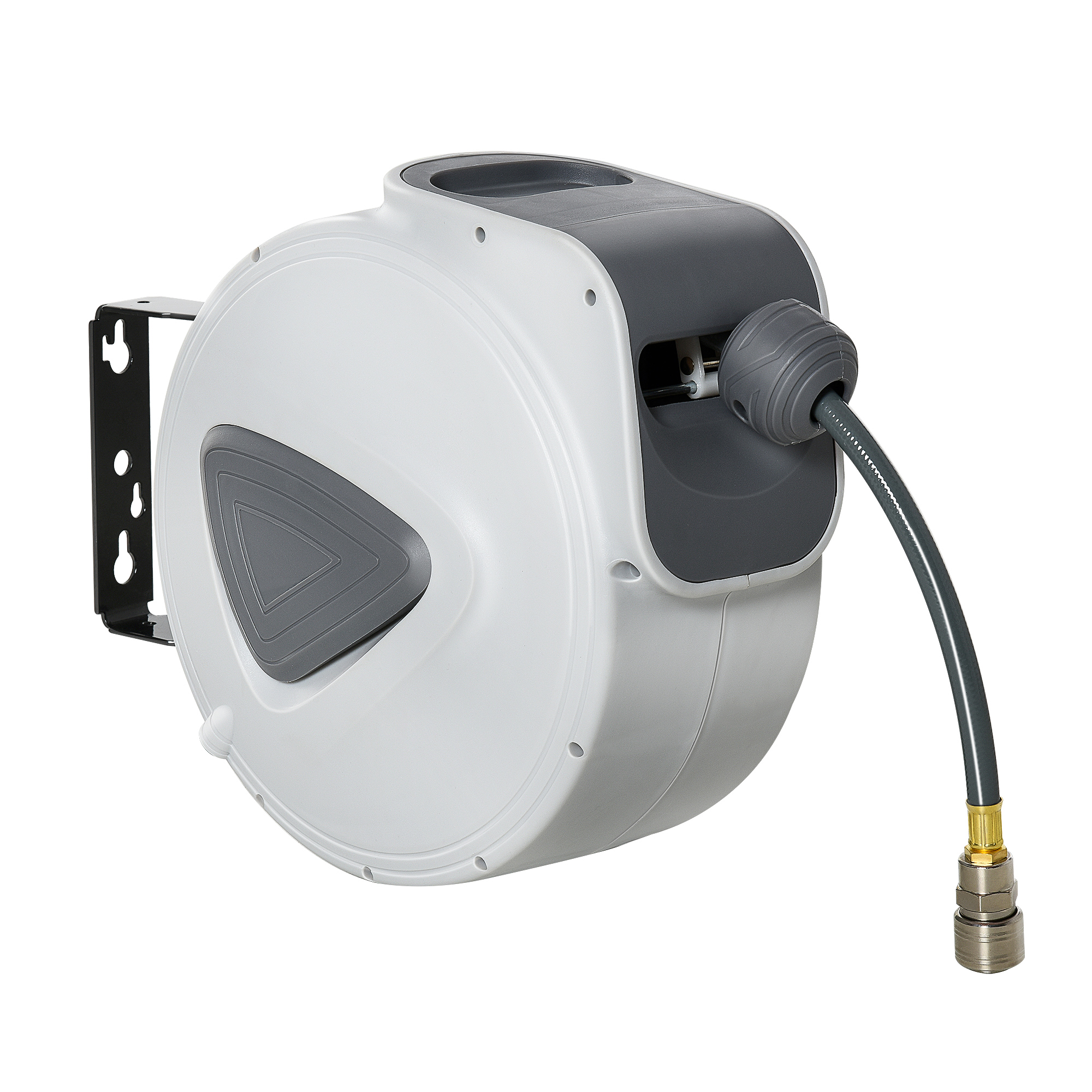 Retractable Air Hose Reel 10m+90cm (Hose Diameter 3/8" 9.5mm), Hose Connector 1/4" BSP, Wall Mount Auto Rewind Hose-Reel - Life Essentials