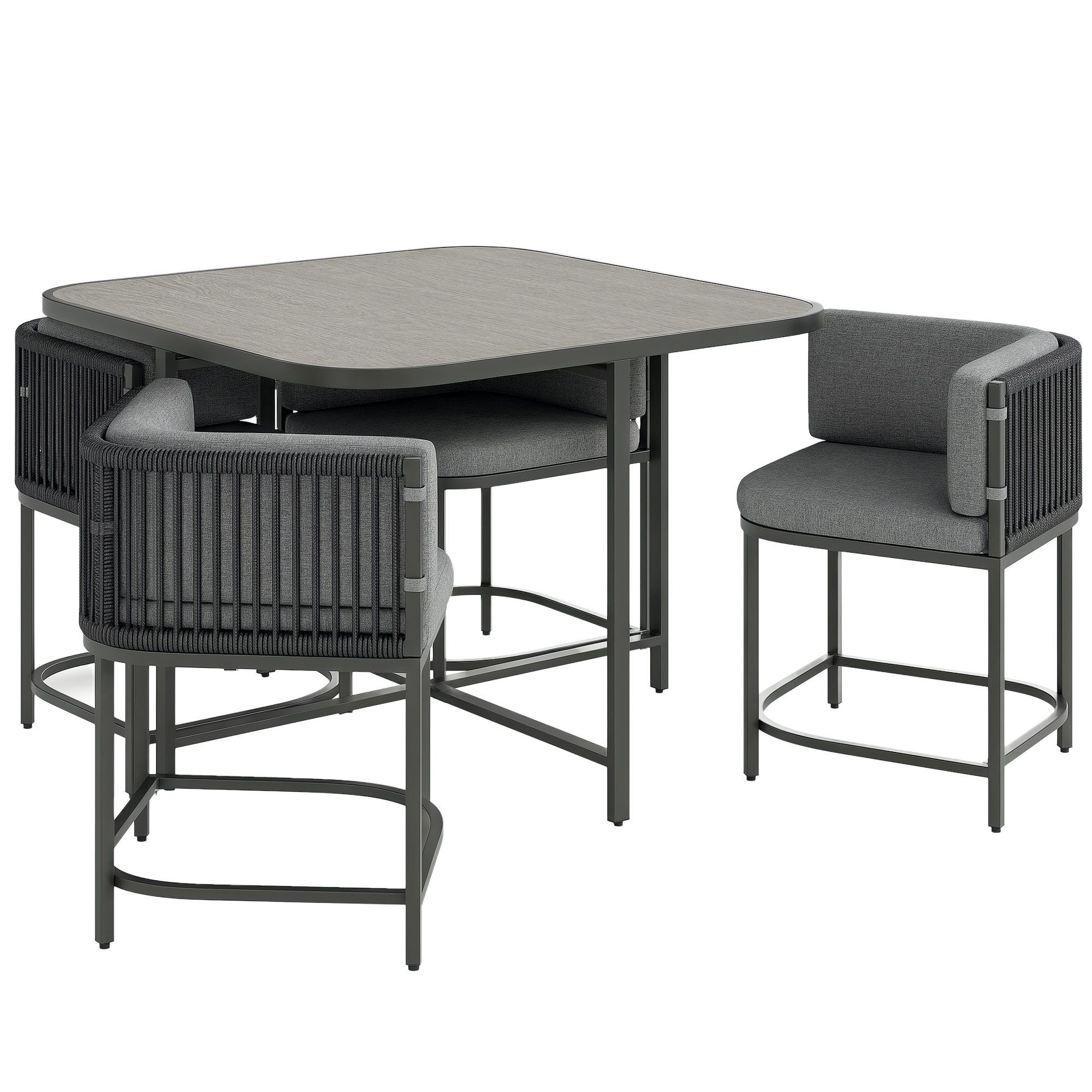 SUNVISTA 4-Seater Rattan Cube Garden Furniture Set with Cushions - Charcoal Grey - Life Essentials