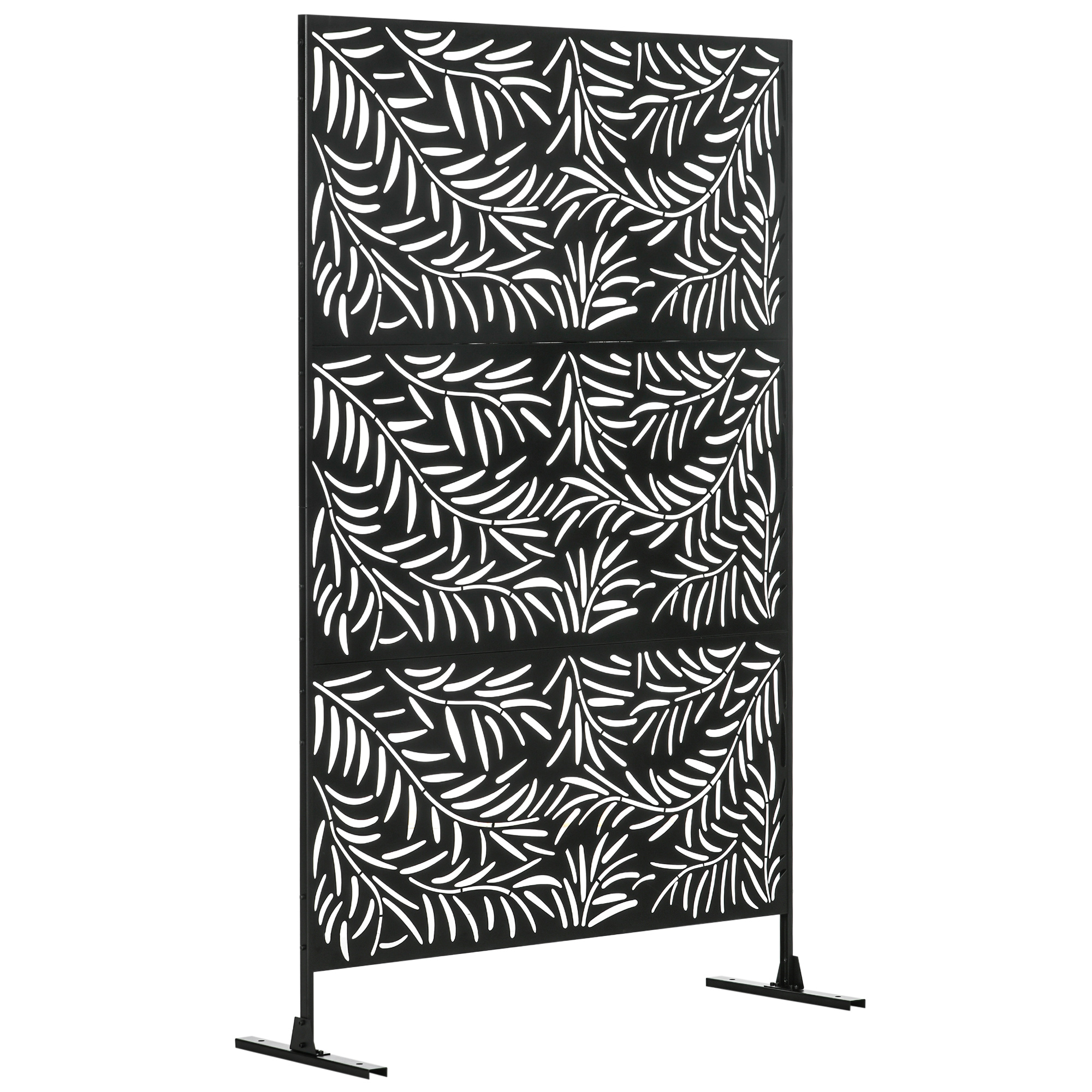Outdoor Privacy Screen with Stand and Ground Stakes, 6.5FT Metal Outdoor Divider, Decorative Privacy Panel for Garden Willow Branch Style - Life 