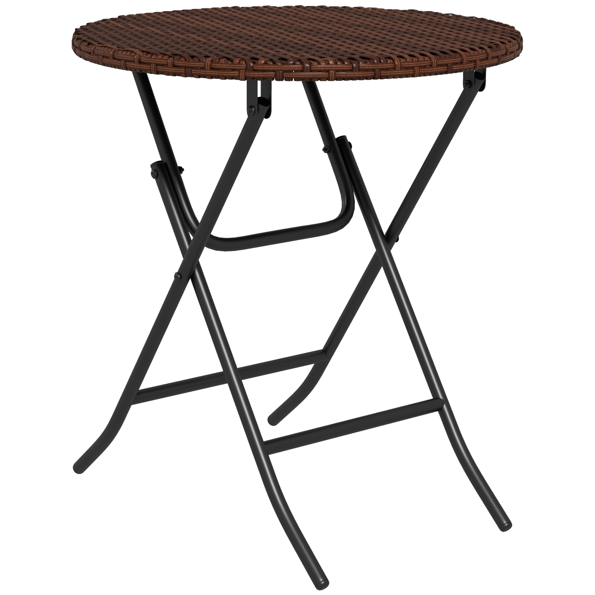 Jones Foldable PE Rattan Outdoor Coffee Table Round Wicker - Mixed Brown - Life Essentials