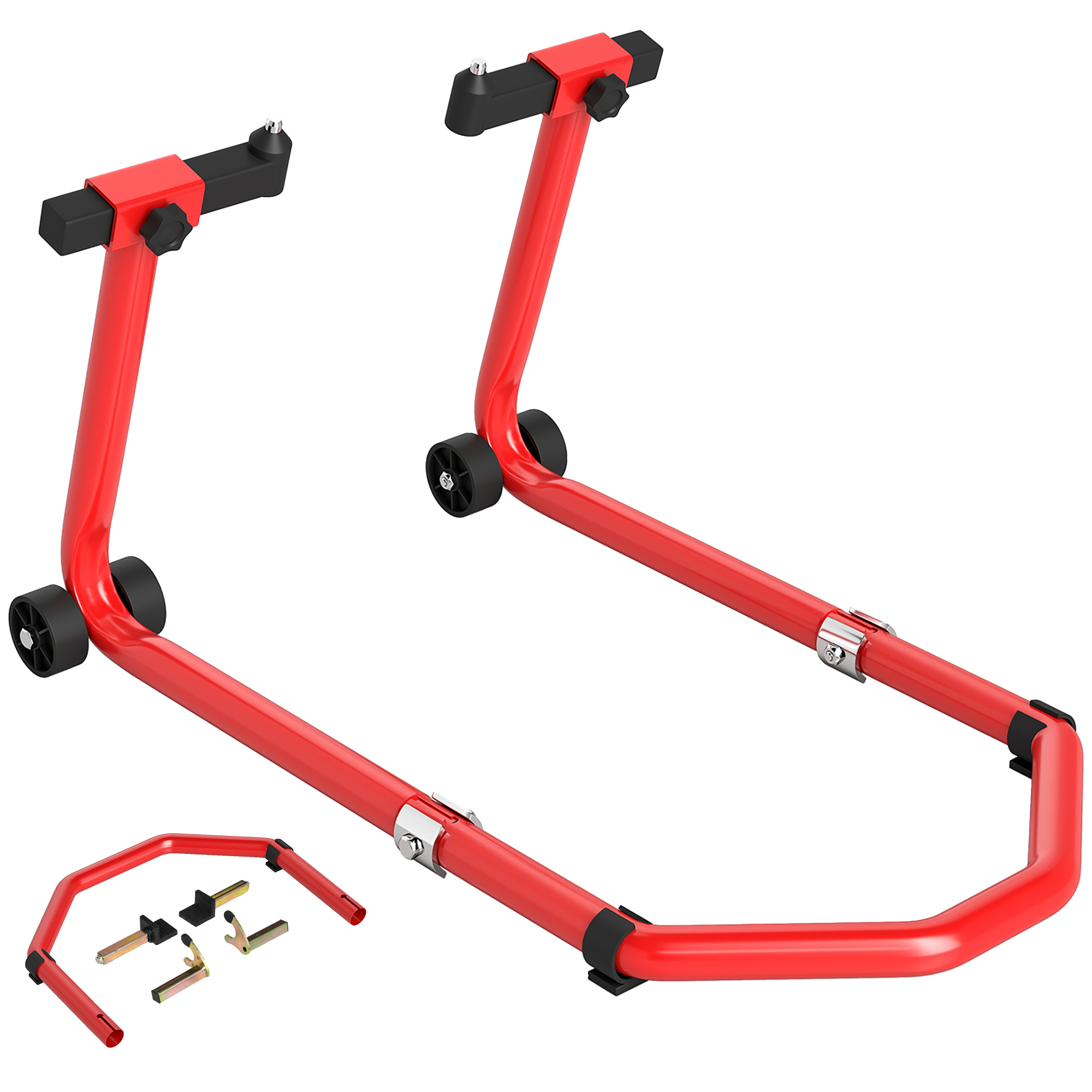 HERON Motorcycle Stand Front Rear Paddock Stand 390 kg Weight Capacity - Red - Life Essentials