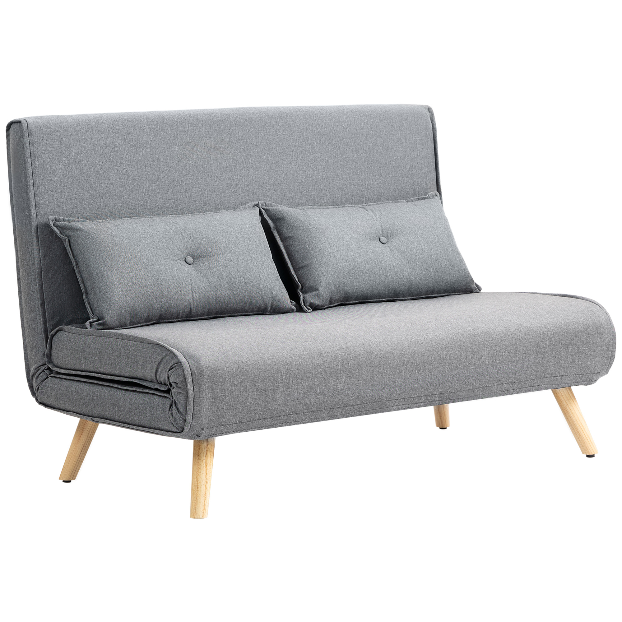 HERON Two Seater Linen Look Sofa Bed - Grey - Life Essentials