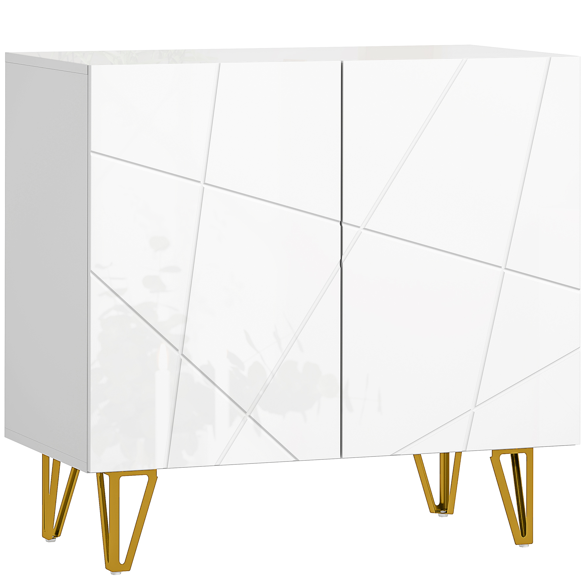 HERON Modern Luxe High Gloss Sideboard Hairpin Legs - White - Life Essentials
