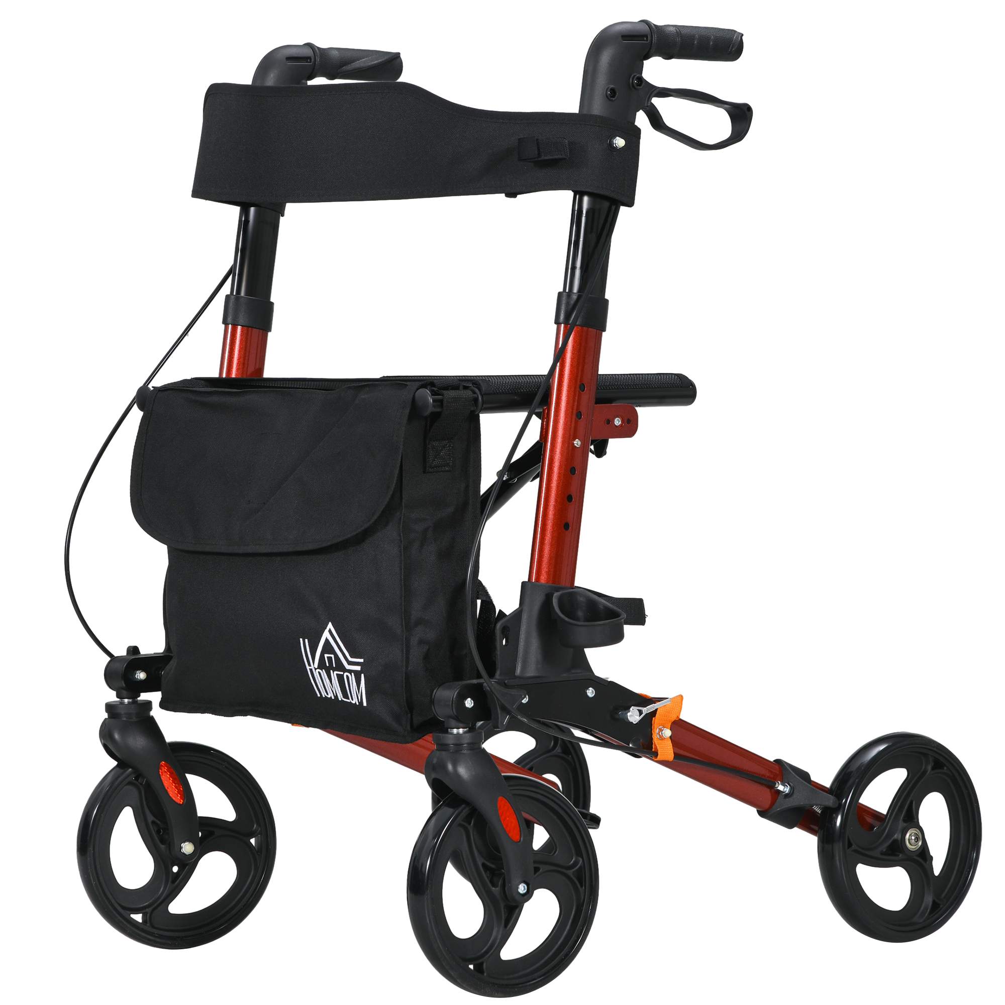 Scott 4 Wheel Rollator with Seat and Carry Bag for Seniors - Red - Life Essentials