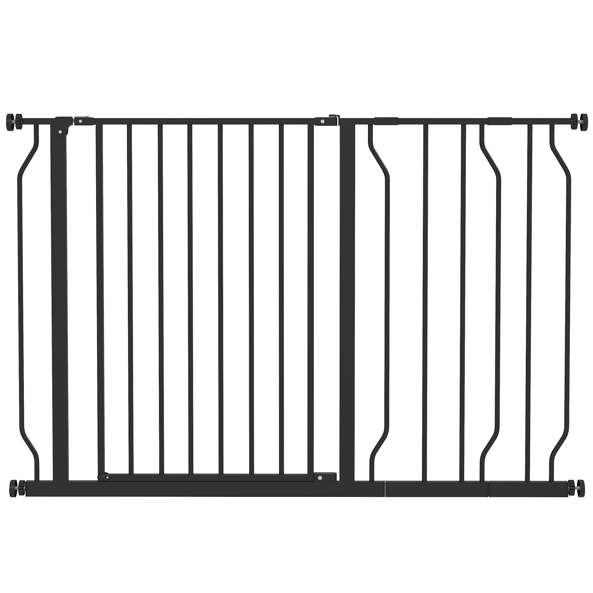 Expandable Dog Gate with Door Pressure - 75 - Black - Life Essentials