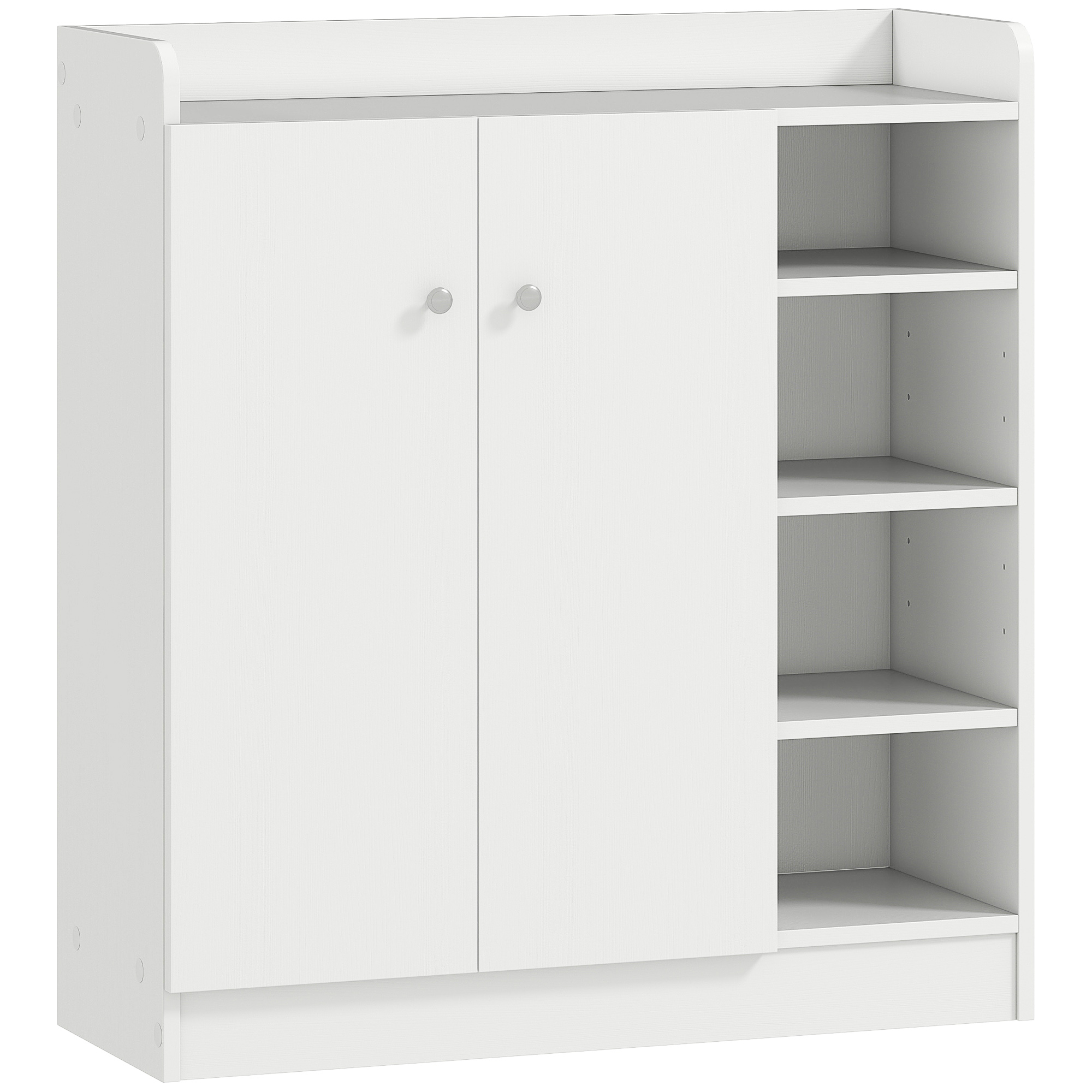Shoe Storage Cabinet Home Hallway Furniture 2 Doors w/Adjustable 4 Shelves Cupboard Footwear Rack Stand Organiser White - Life Essentials