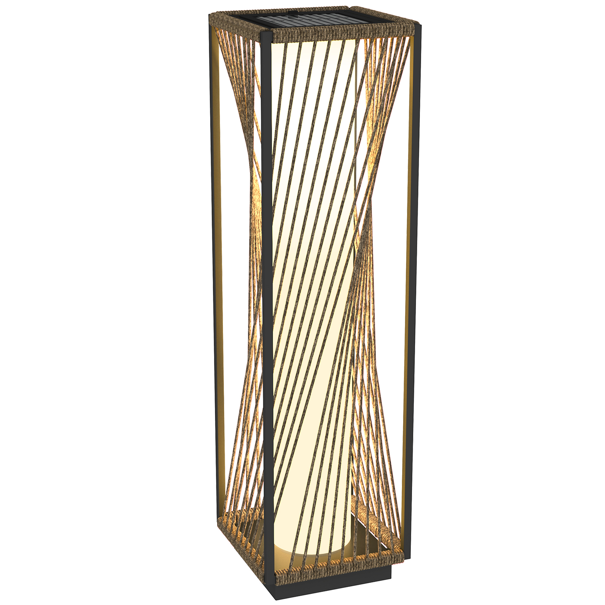 SUNVISTA 77cm Solar Rattan Garden Floor Lamp, Auto On/Off LED Light, IP44 Waterproof - Grey - Life Essentials