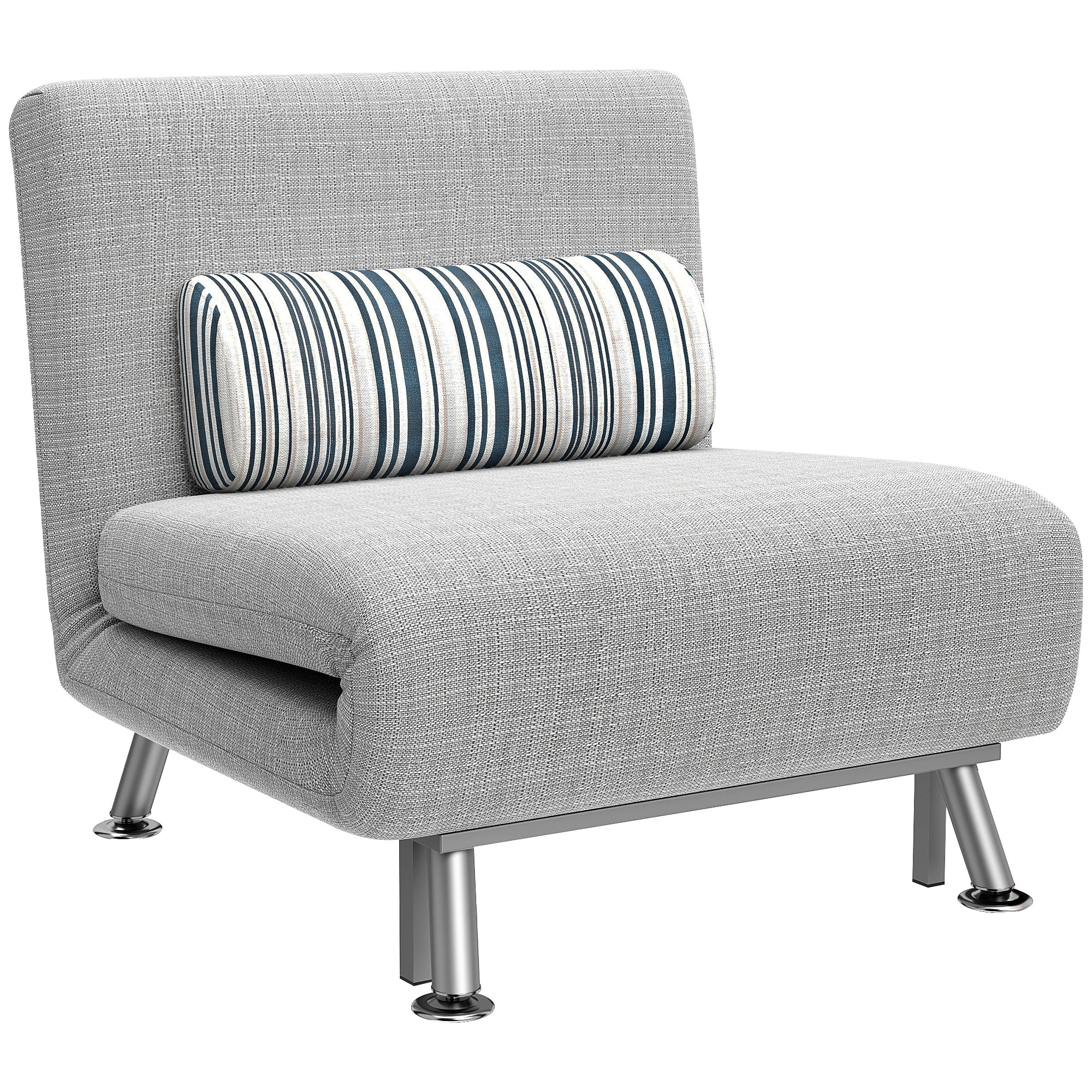 Single Sofa Bed, 1 Person Sleeper Foldable Lounge with Pillow, Grey - Life Essentials