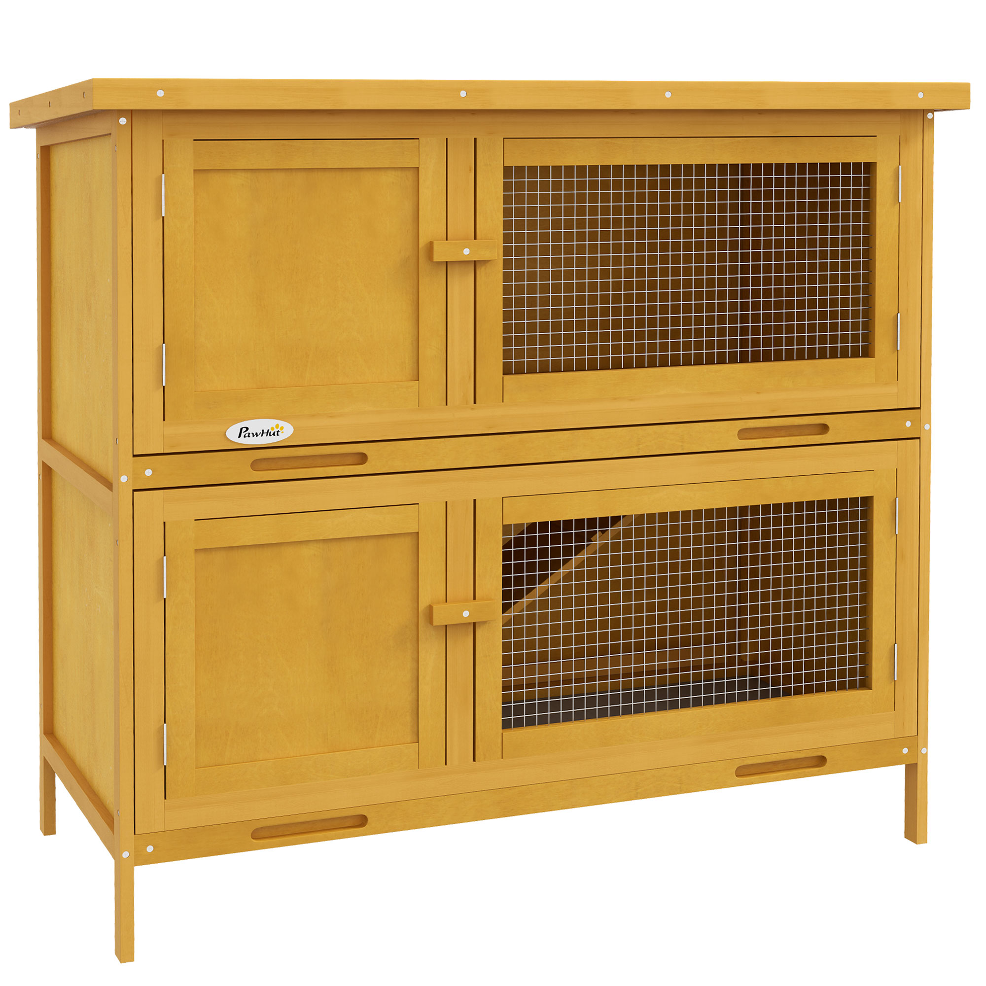 Two-Tier Rabbit Hutch, with Removable Trays, for 1-2 rabbits - Brown - Life Essentials