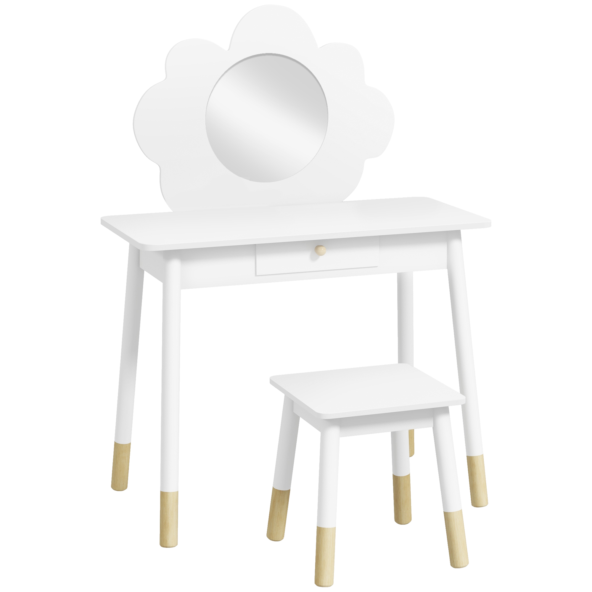 Kids Furniture - Kids Dressing Table with Mirror White 34cm