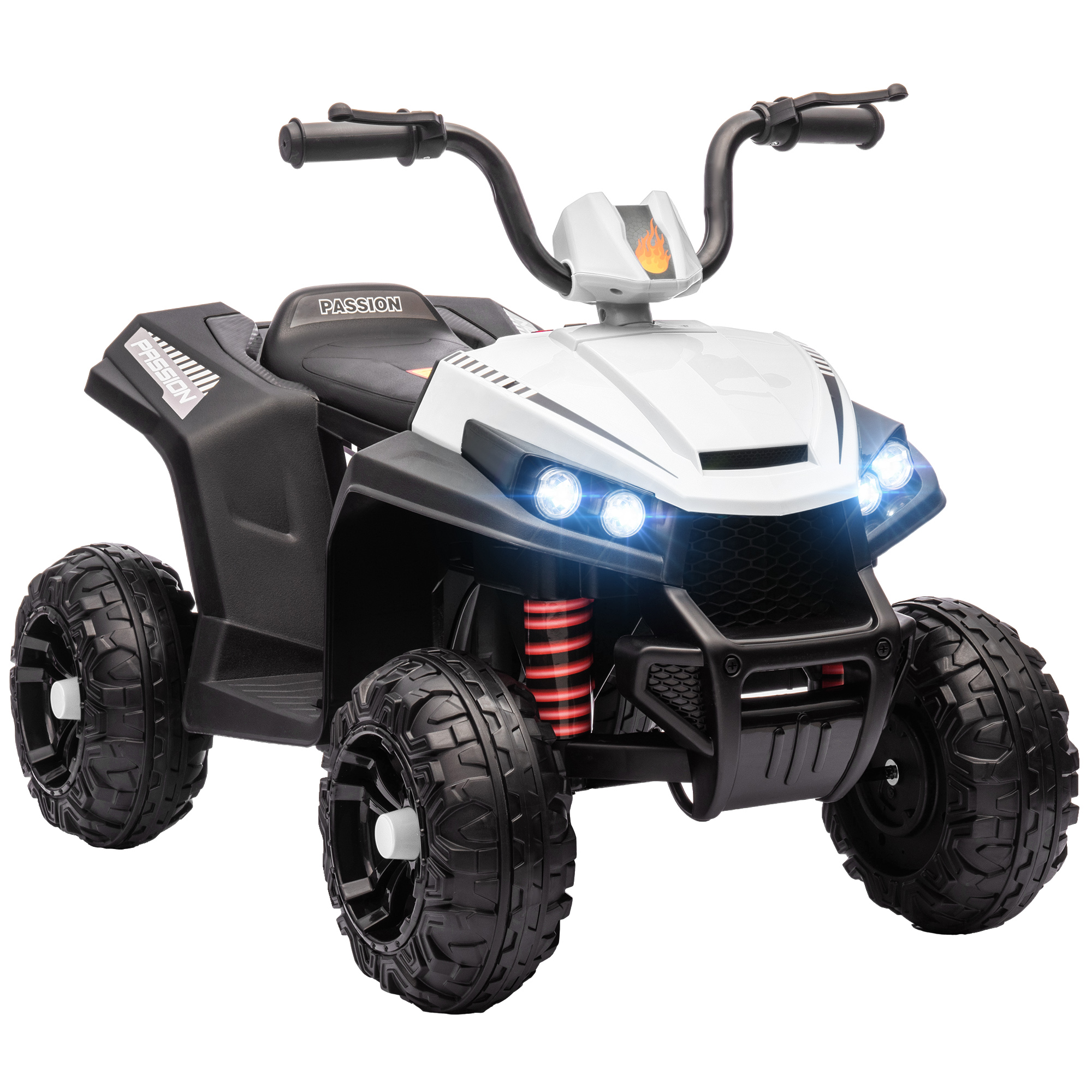 AIVAGO 12V Kids Electric Quad Bike w/ Spring Suspension System, Forward & Backward, LED Light, Music, MP3, White - Life Essentials