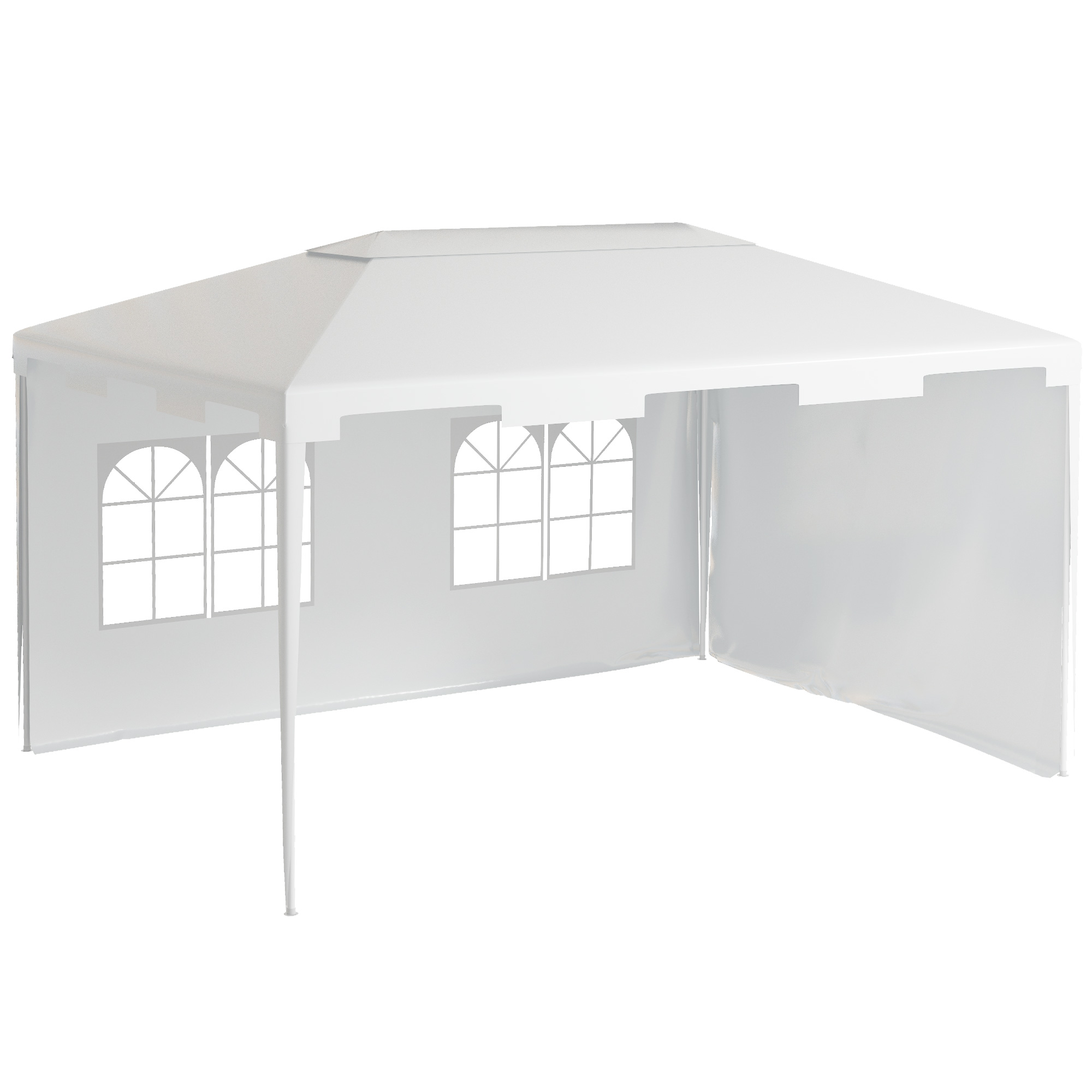 3 x 4 m Garden Gazebo Shelter Marquee Party Tent with 2 Sidewalls for Patio Yard Outdoor, White - Life Essentials