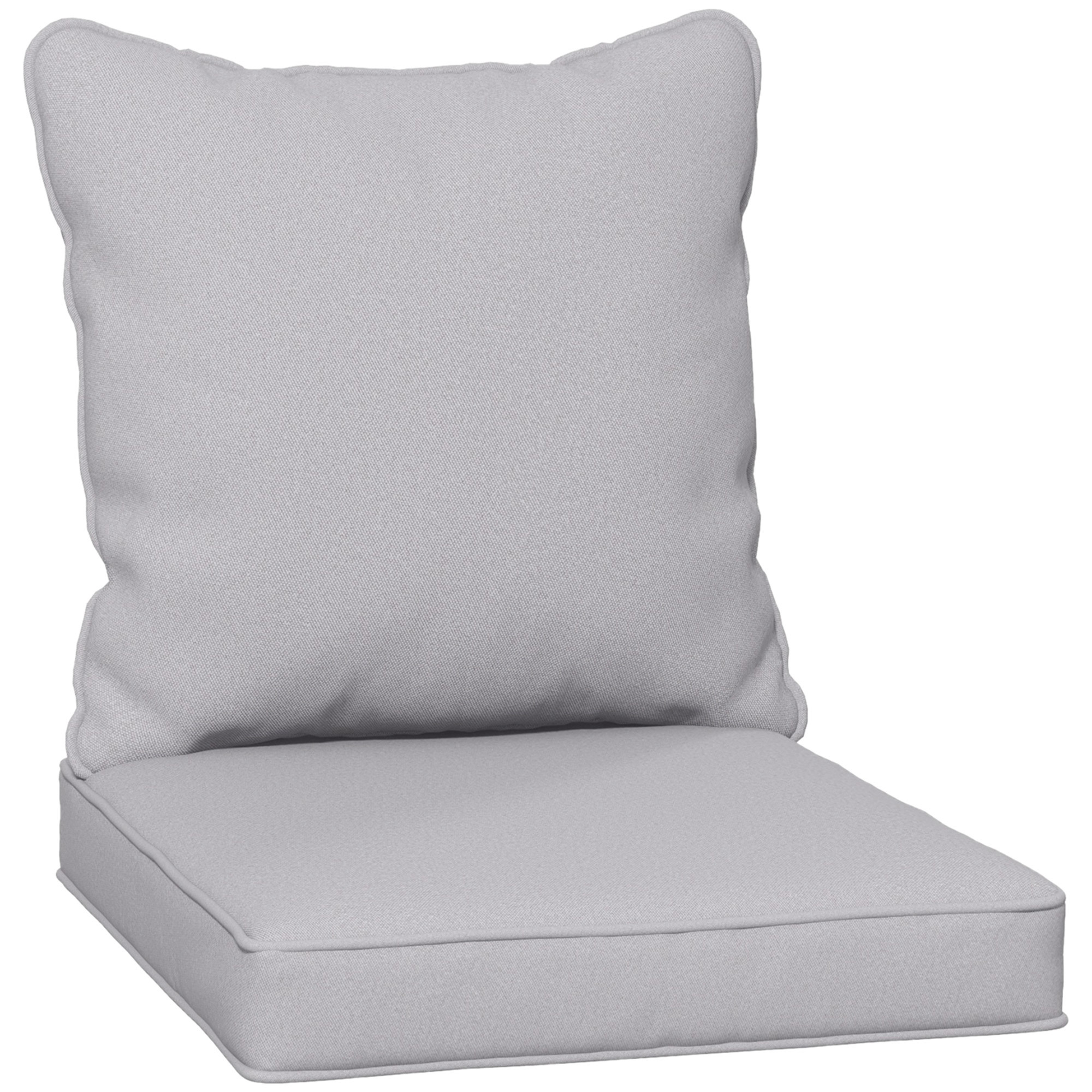 1-Piece Back and Seat Cushion Pillow Replacement, Patio Chair Cushion Set for Indoor Outdoor, Light Grey - Life Essentials
