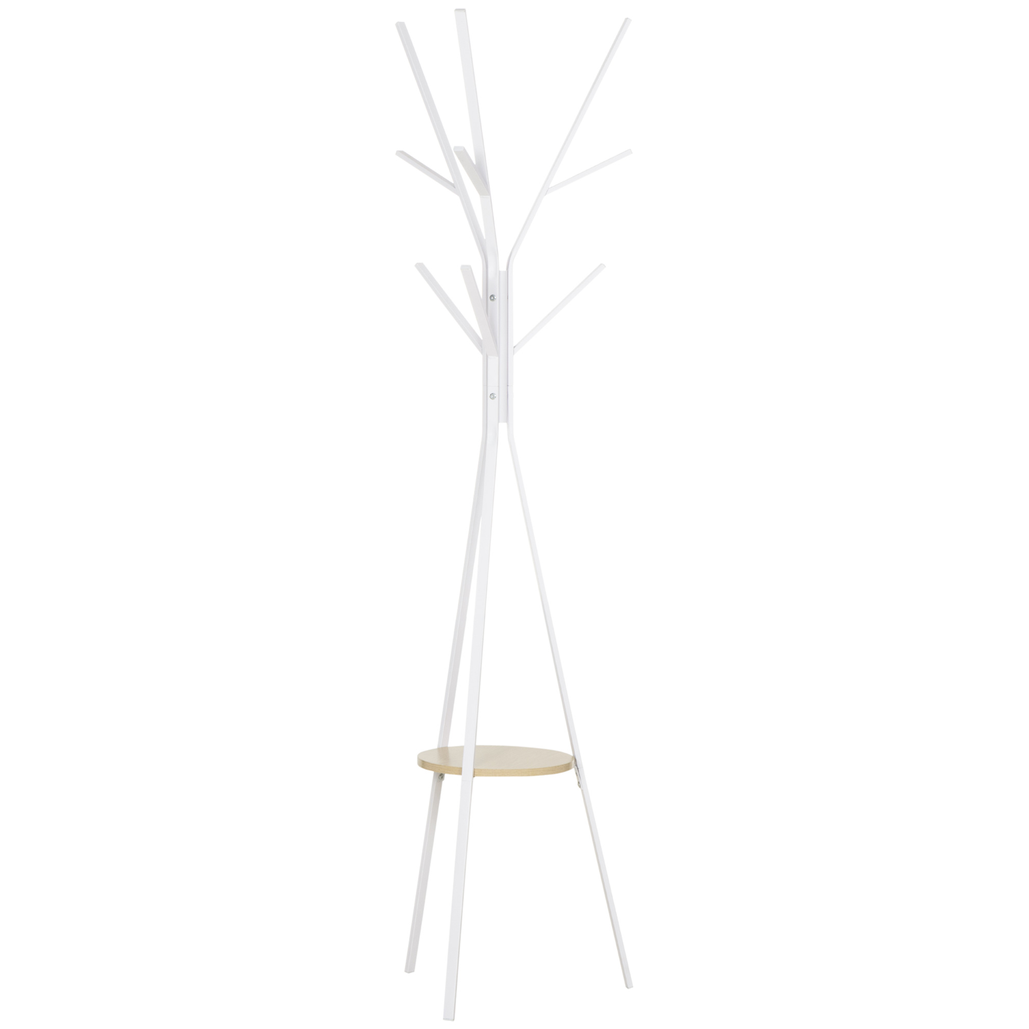 180cm Free Standing Metal Coat Rack Stand 9 Hooks Clothes Tree with 1 Shelf Hat Display Hall Tree Hanger Bag for Hallway Living Room White - Life 