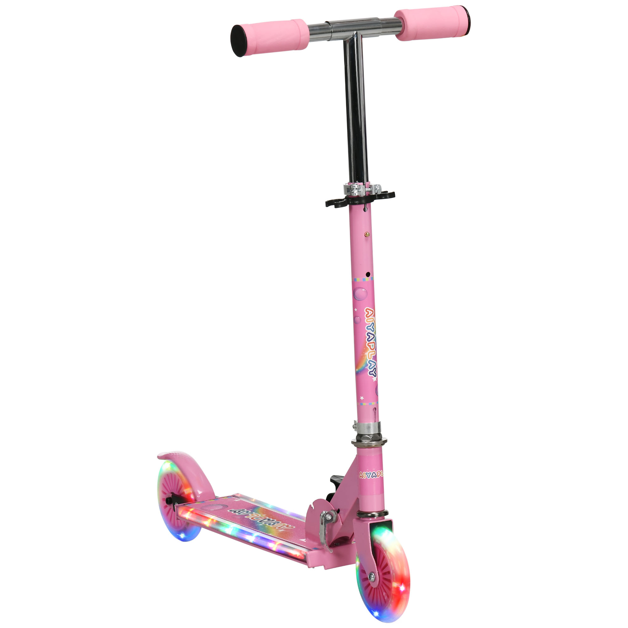 Kids Scooter with Lights, Music, Adjustable Height, Folding Frame, LED Wheels, for 3-7 Years Old, Pink - Life Essentials