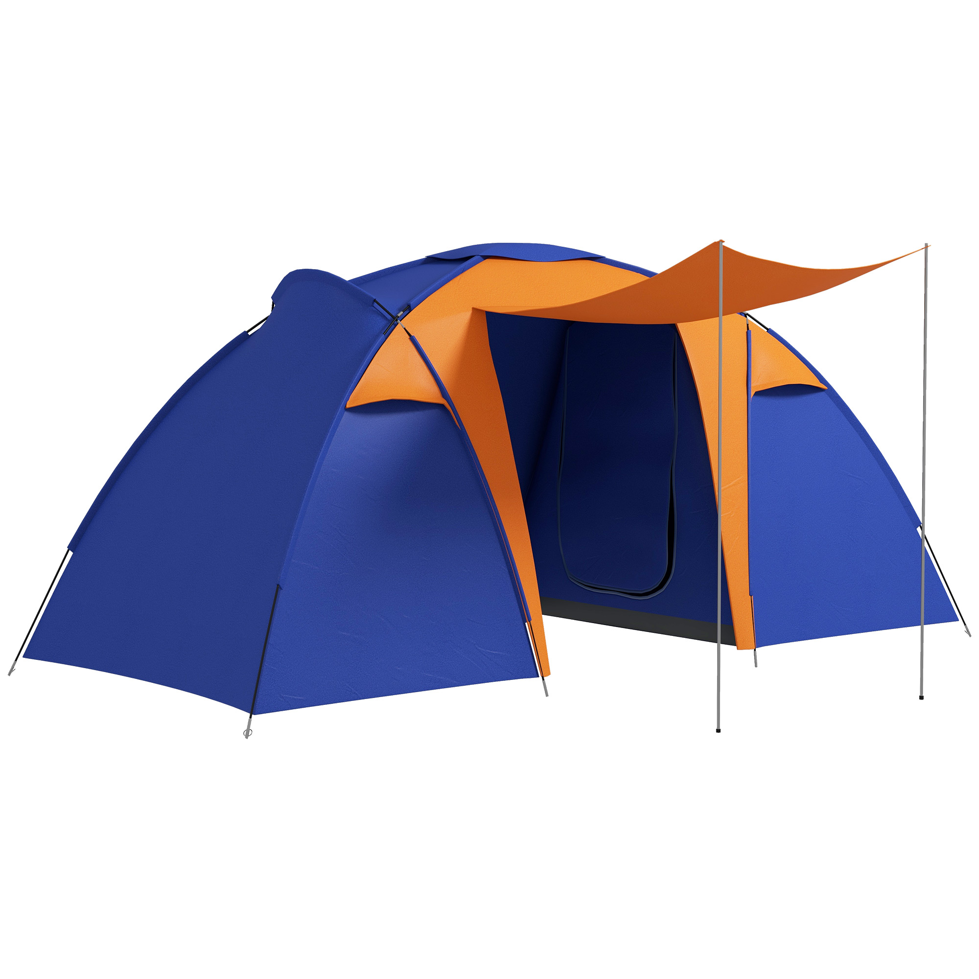 Camping Tent with 2 Bedroom, Living Area and Porch, 4-6 Man Large Tunnel Tent, 2000mm Waterproof, Portable with Bag - Life Essentials