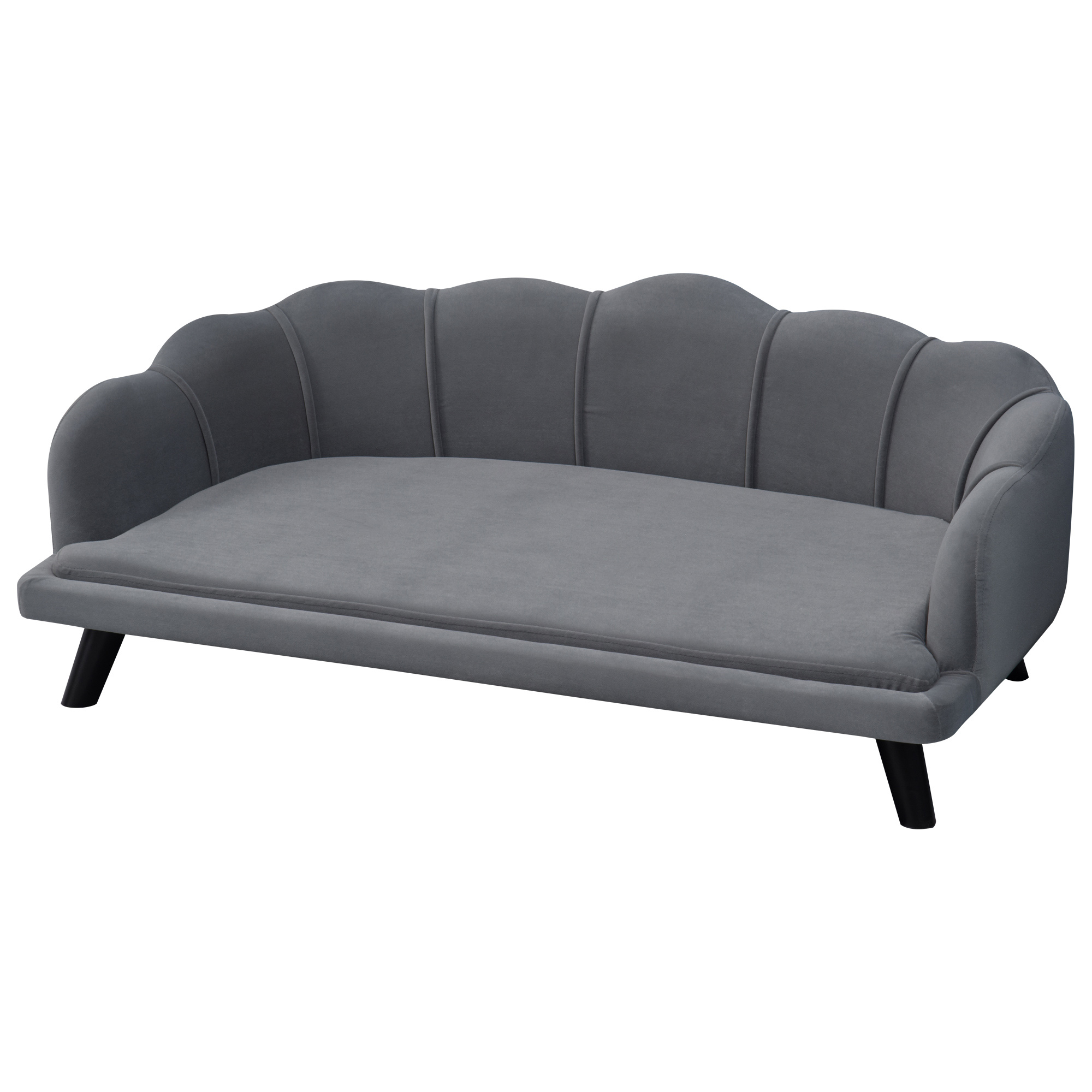 Dog Sofa for Medium Large Dogs, Shell Shaped Pet Couch Bed with Legs Cushion Washable Cover, Grey - Life Essentials