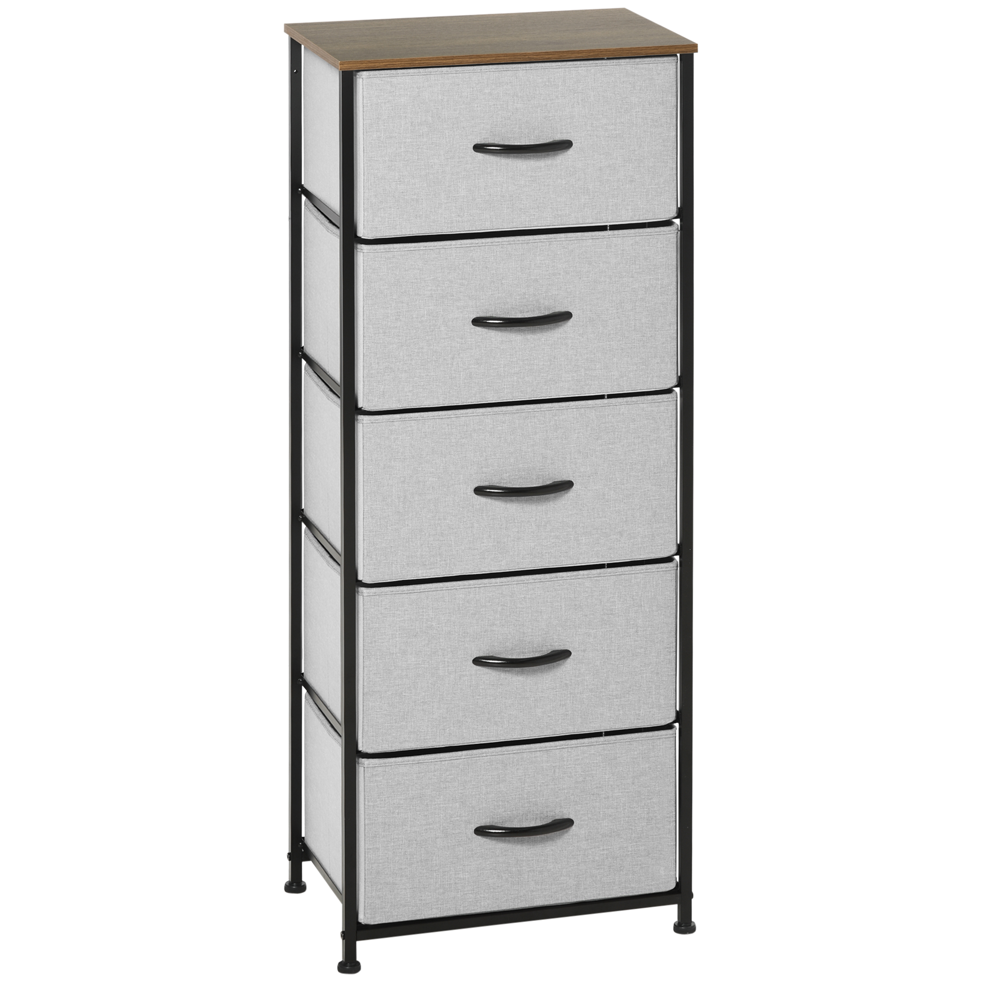 DRAWELLE Grey Chest of Drawers - Tallboy, Medium-sized, 5 Drawers - Life Essentials