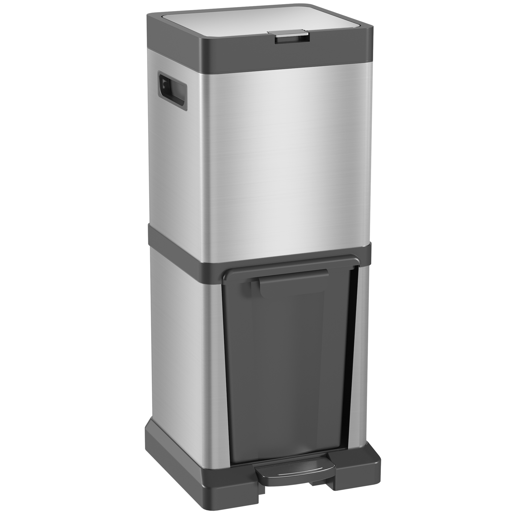Scott Dual Kitchen Bin 20+14L Double Bin with Soft-Close Lid - Silver - Life Essentials