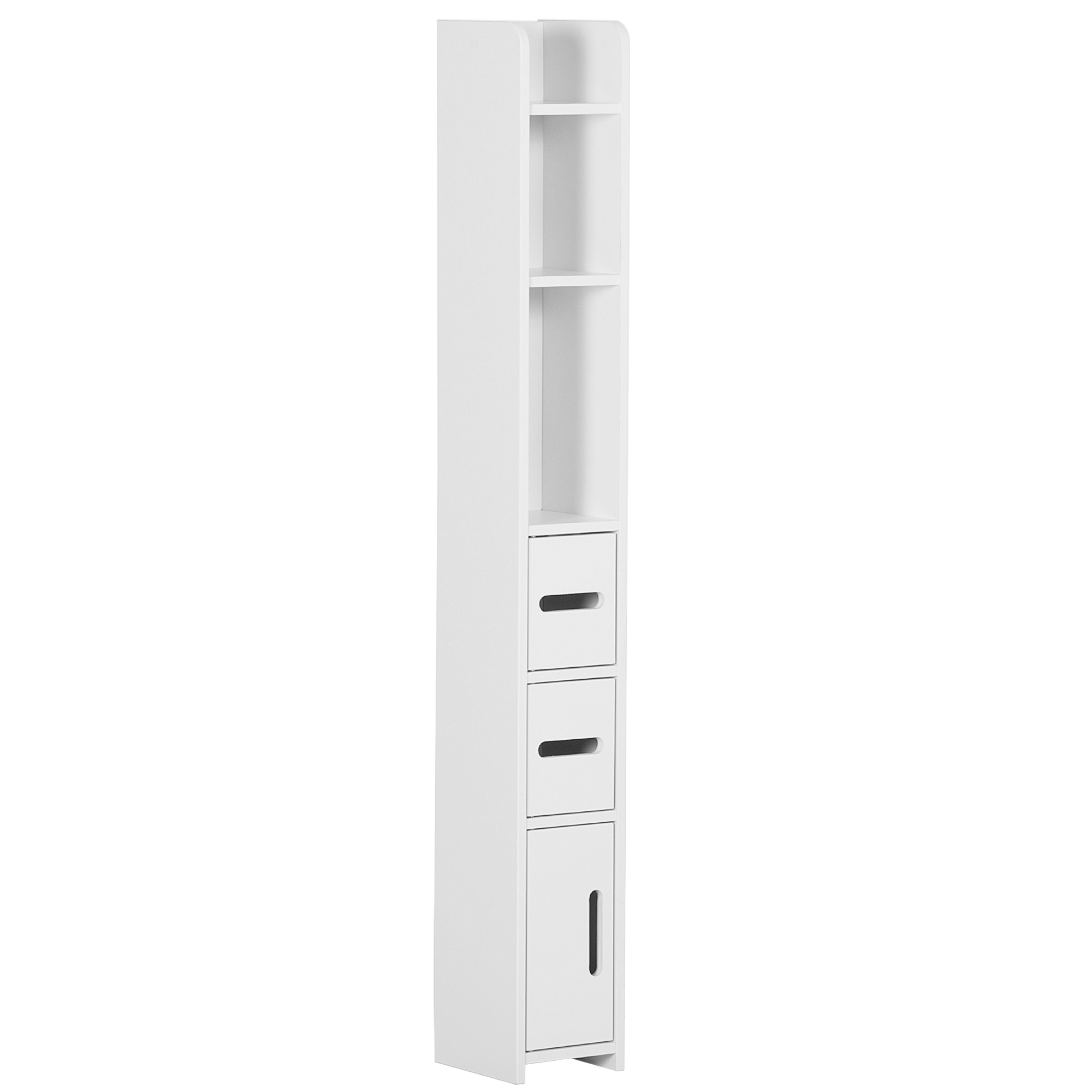 Kleankin Tall Freestanding Bathroom Cabinet with Open Shelves - White - Life Essentials