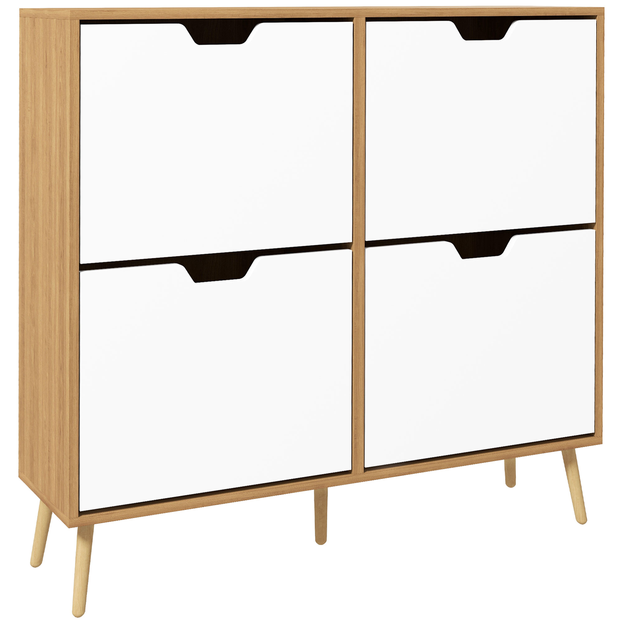 Shoe Storage Cabinet, 4 Flip Drawers, Shoe Organizer for 16 Pairs of Shoes, Natural - Life Essentials