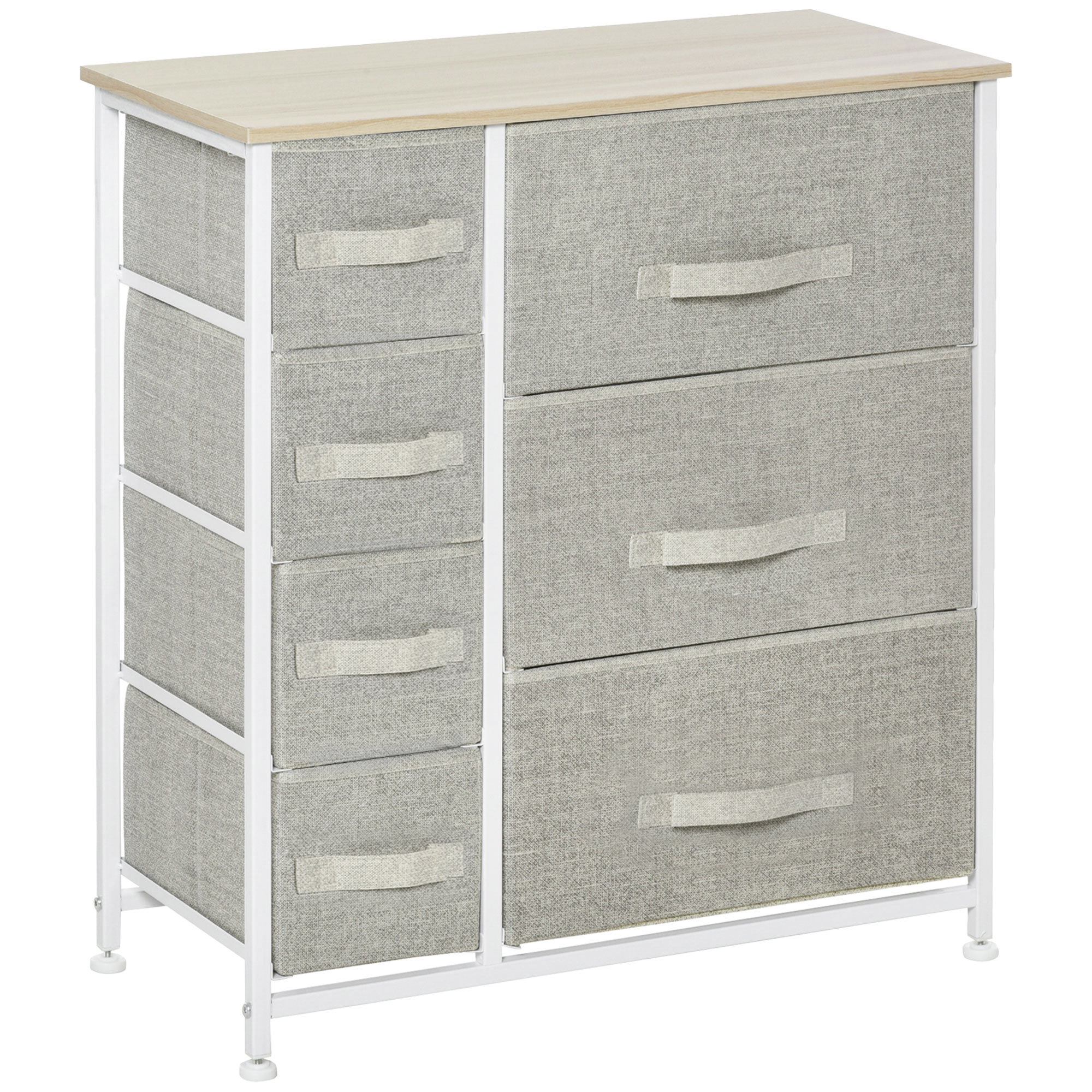 HERON Grey Chest of Drawers - Medium-sized, 7 Drawers, Fabric Drawers - Life Essentials