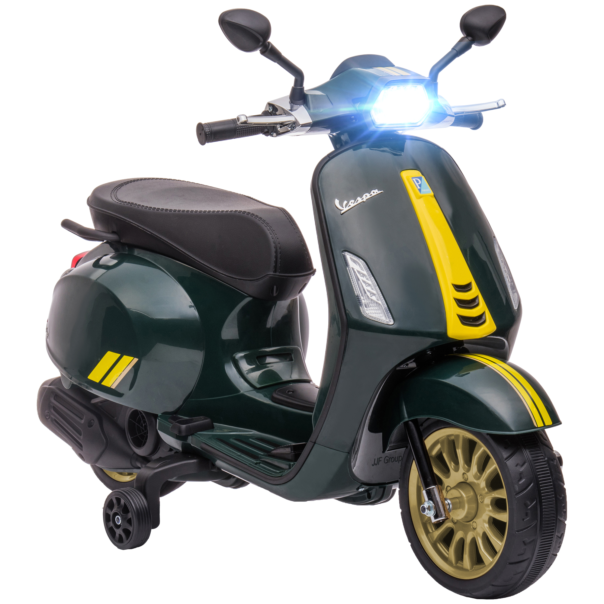 Kinsey 12V Vespa Kids Electric Motorbike with FM Radio - Green - Life Essentials