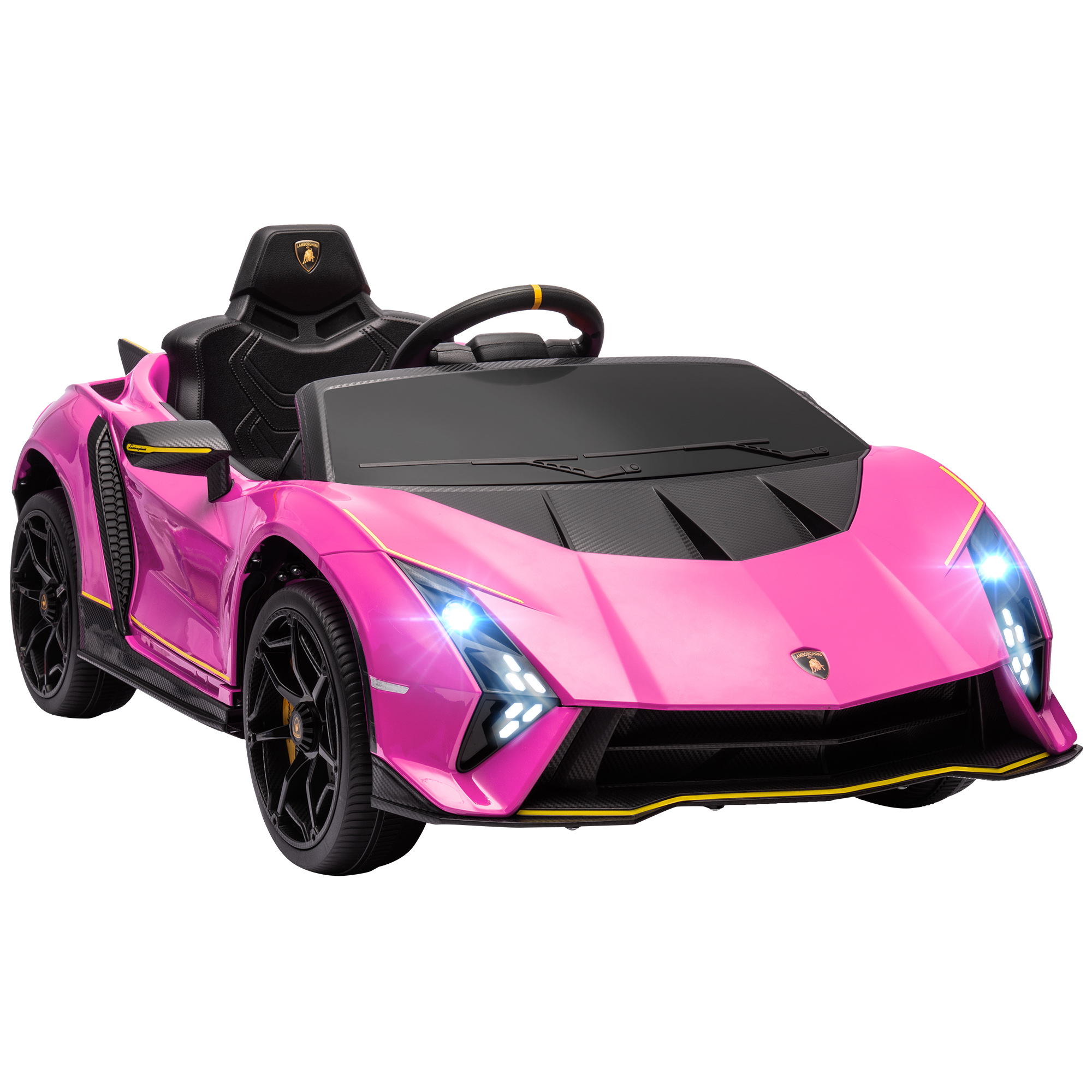 AIVAGO 12V Lamborghini Autentica Licensed Kids Electric Car with Remote Control, 4 Suspension Wheels, Soft Start, Pink - Life Essentials