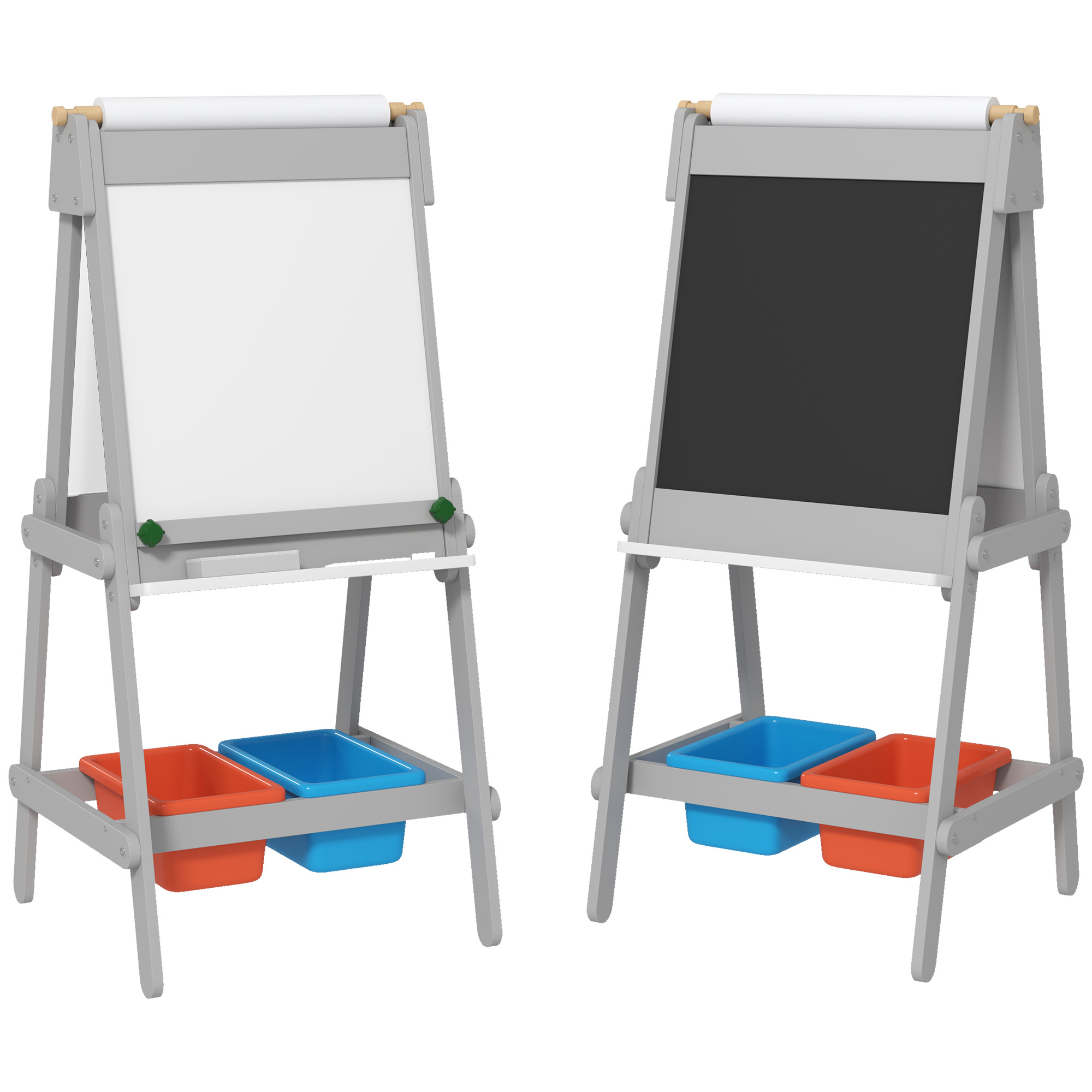 AIVAGO Art Easel for Kids with Paper Roll, Double Sided Painting Easel with Chalk Board, White Board