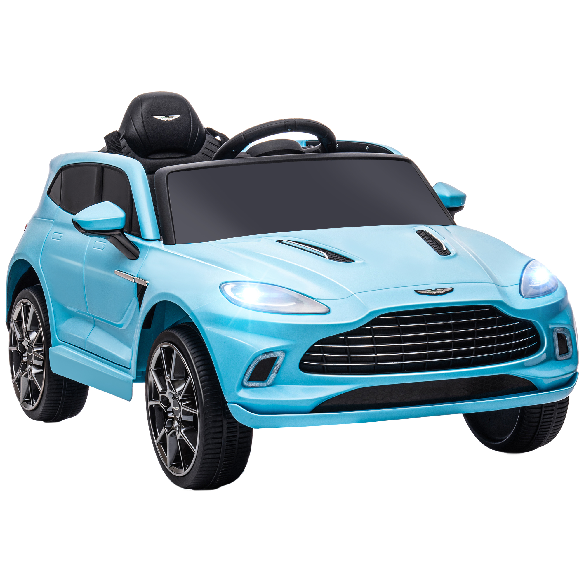 AIVAGO Aston Martin DBX Licensed Battery Powered Kids Electric Car, 12V Kids Ride on Car w/ Lights, Music Horn, Blue - Life Essentials