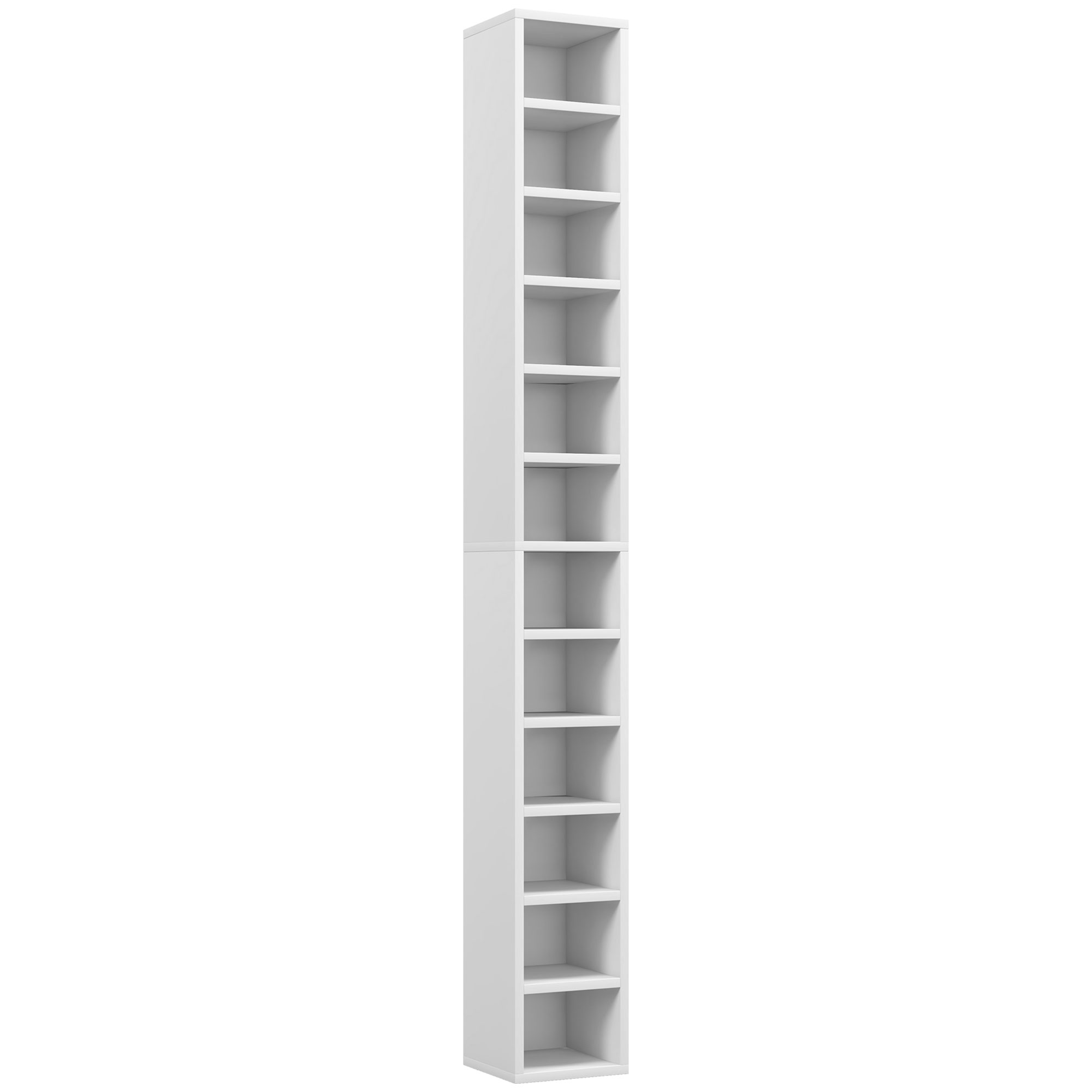Scott 204 CD Storage Unit with 12 Cubes 175cm Tall Bookcase - White - Life Essentials